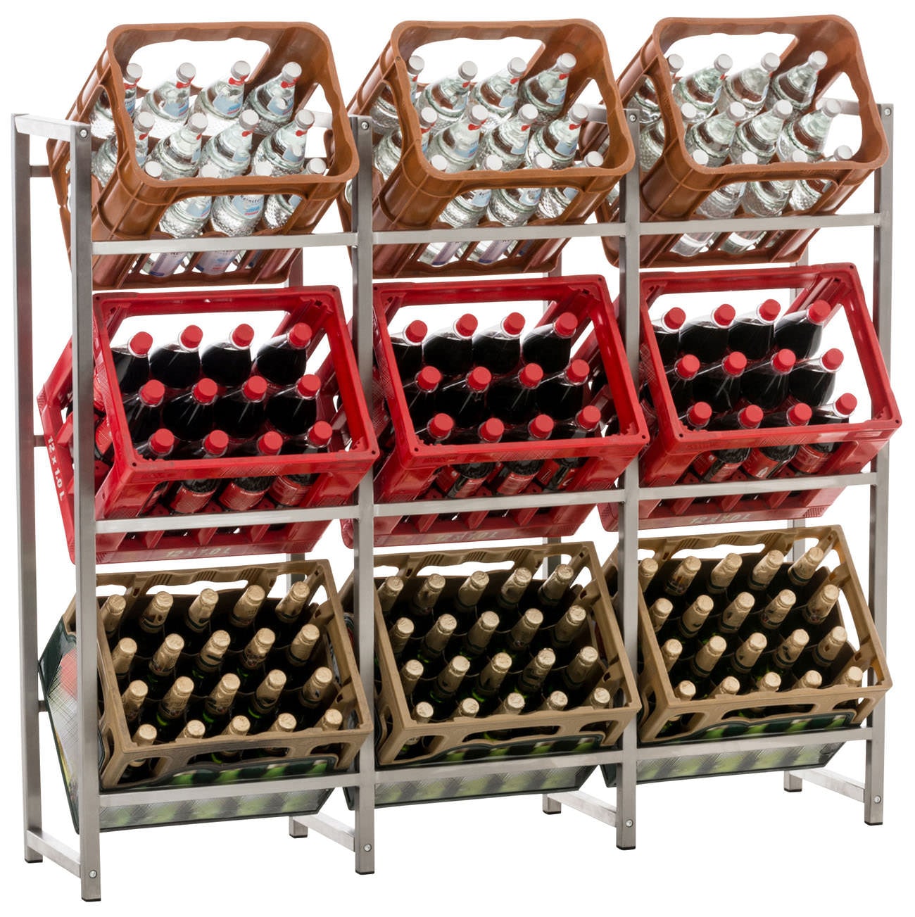 CLP 9er Getr&auml;nkekistenst&auml;nder Lennert I Platzsparender Robuster Halter F&uuml;r Getr&auml;nkekisten I Flaschenregal F&uuml;r 9x Kisten - Bild 1