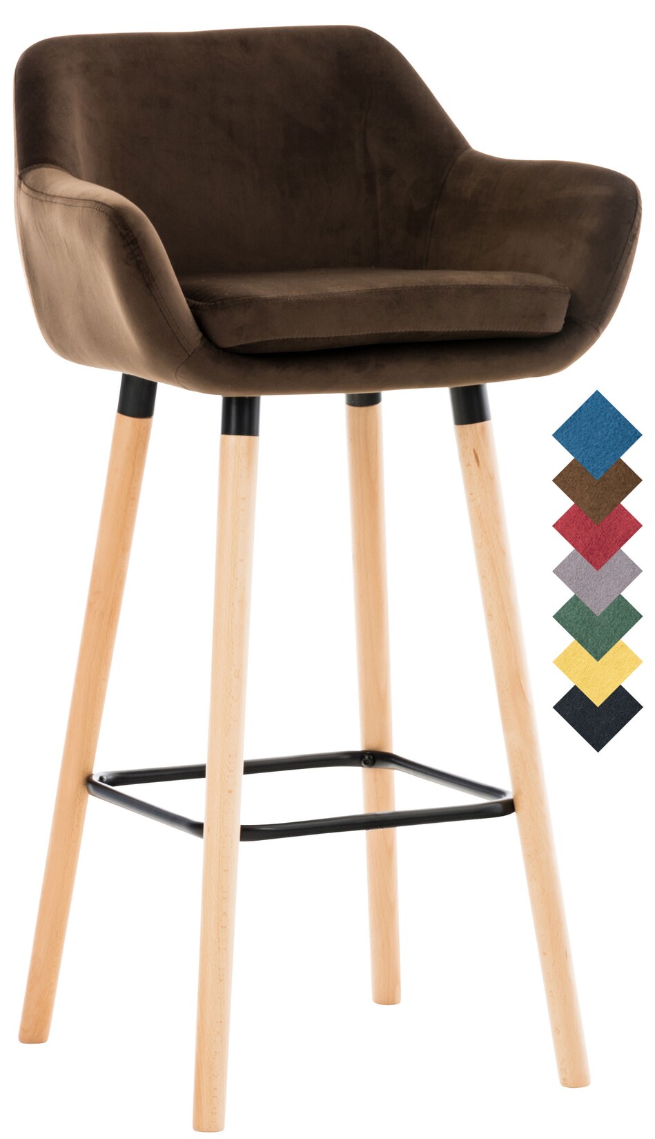 CLP Barhocker Grant Samt Farbe: braun