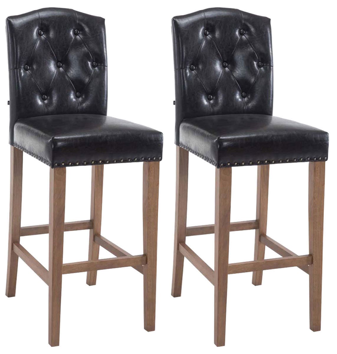 CLP 2er Set Barhocker Louise Mit Kunstlederbezug I Barstuhl Aus Holz I Tresenstuhl Mit Fu&szlig;st&uuml;tze - Bild 1