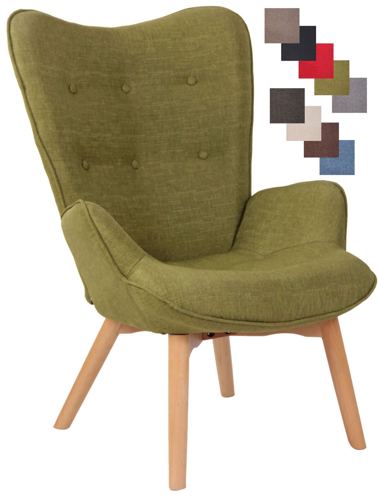 CLP Lounger Durham Mit Stoffbezug I Ohrensessel Mit Buchenholz Gestell I Loungesessel Mit Max. Belastbarkeit Bis 136 kg | 04251563476276