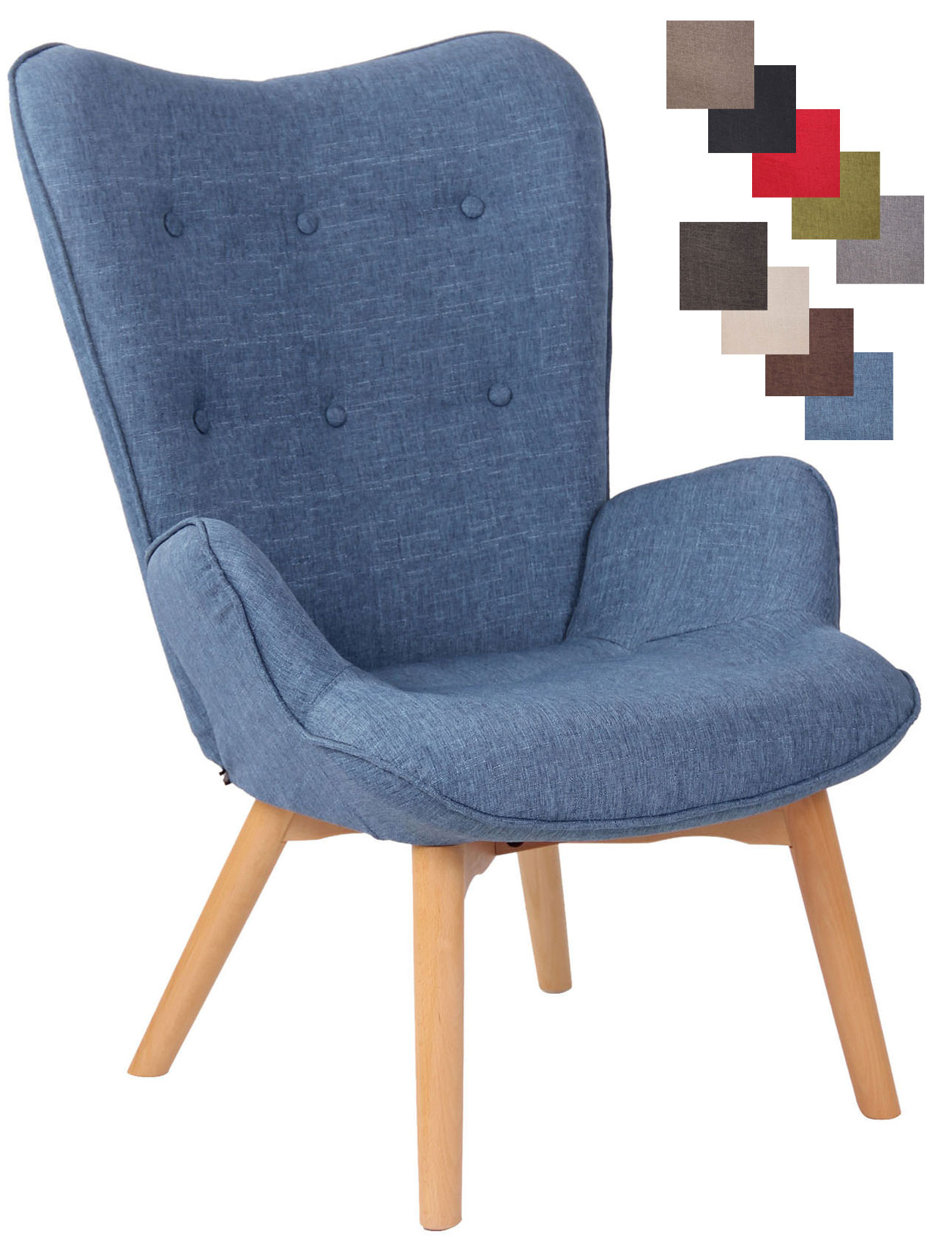 CLP Lounger Durham Mit Stoffbezug I Ohrensessel Mit Buchenholz Gestell I Loungesessel Mit Max. Belastbarkeit Bis 136 kg - Bild 1