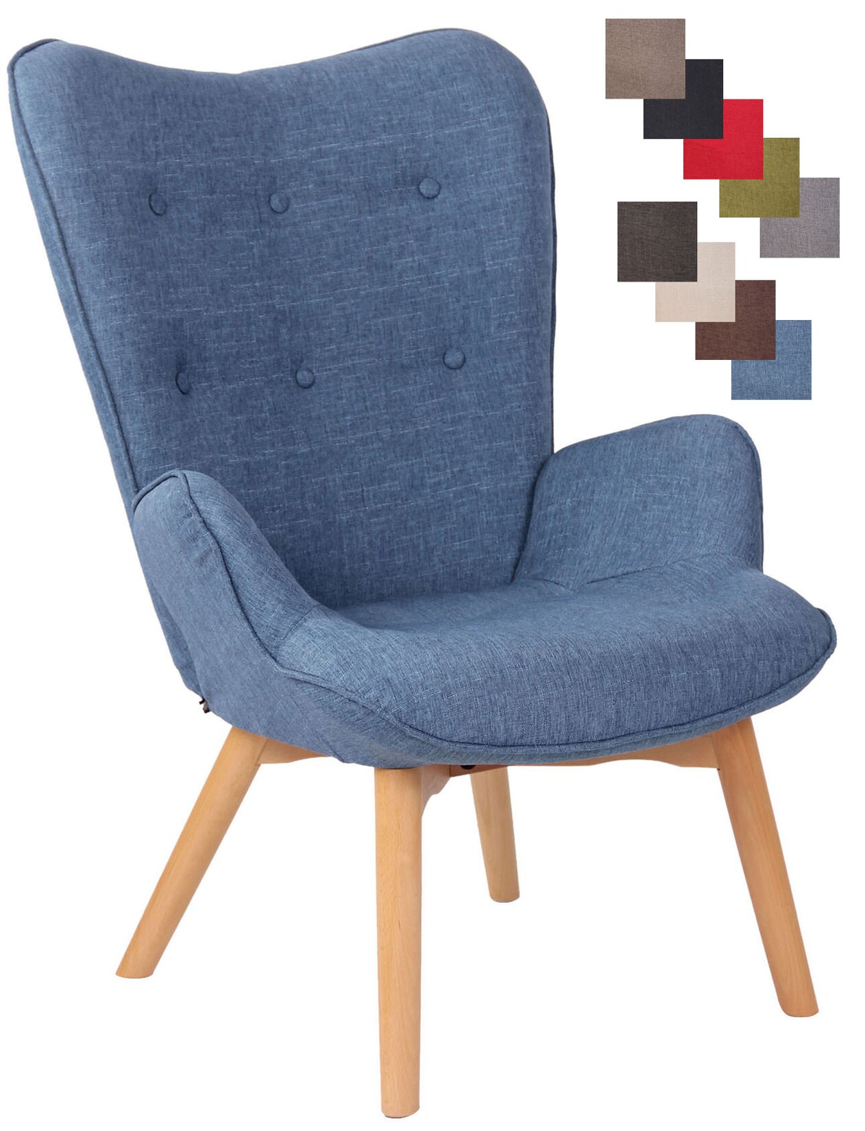 CLP Lounger Durham Mit Stoffbezug I Ohrensessel Mit Buchenholz Gestell I Loungesessel Mit Max. Belastbarkeit Bis 136 kg | 04251563476283