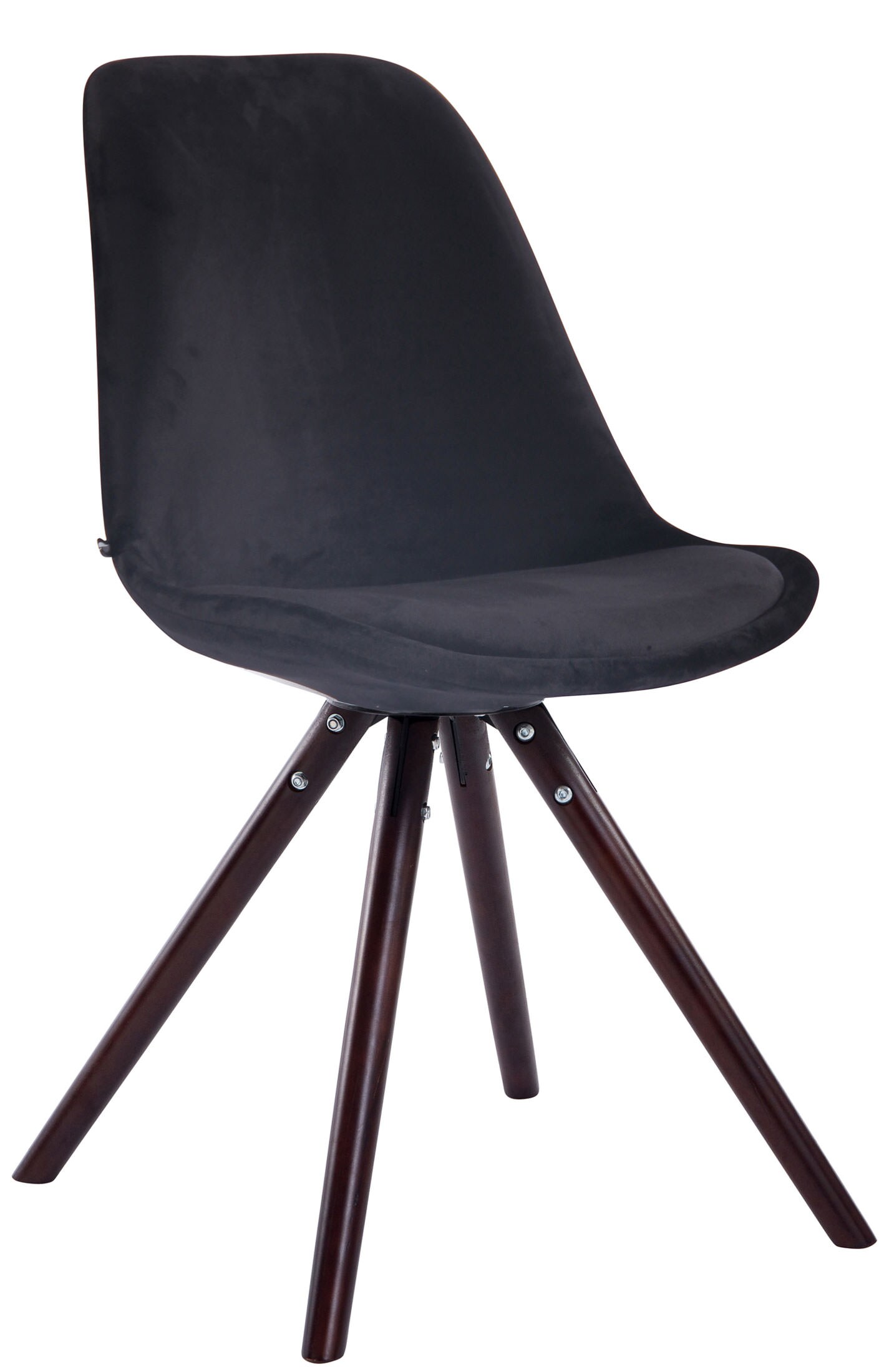 CLP Retrostuhl Toulouse Samt Rund Mit Hochwertigem Sitzpolster I Lehnstuhl Mit Stabilem Holzgestell I Sitzh&ouml;he 48 cm - Bild 1