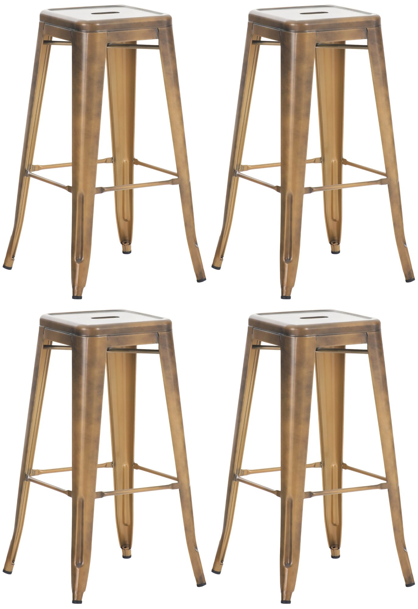 CLP 4er Set Barhocker Joshua I Stapelbare Tresenhocker aus Metall I Barst&uuml;hle mit Fu&szlig;st&uuml;tzen I Sitzh&ouml;he 76 cm I Stapelhocker - Bild 1