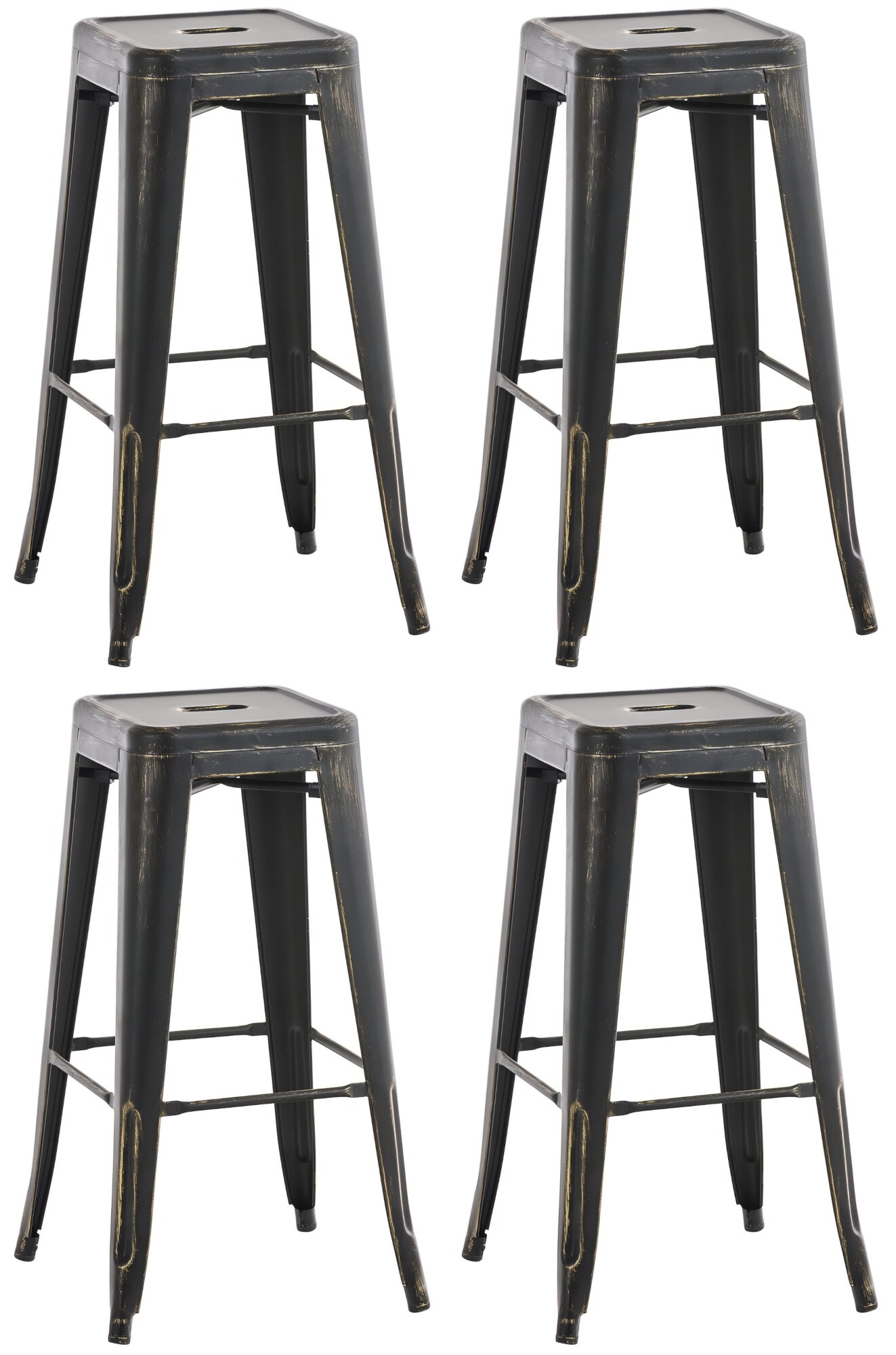 CLP 4er Set Barhocker Joshua I Stapelbare Tresenhocker aus Metall I Barst&uuml;hle mit Fu&szlig;st&uuml;tzen I Sitzh&ouml;he 76 cm I Stapelhocker - Bild 1