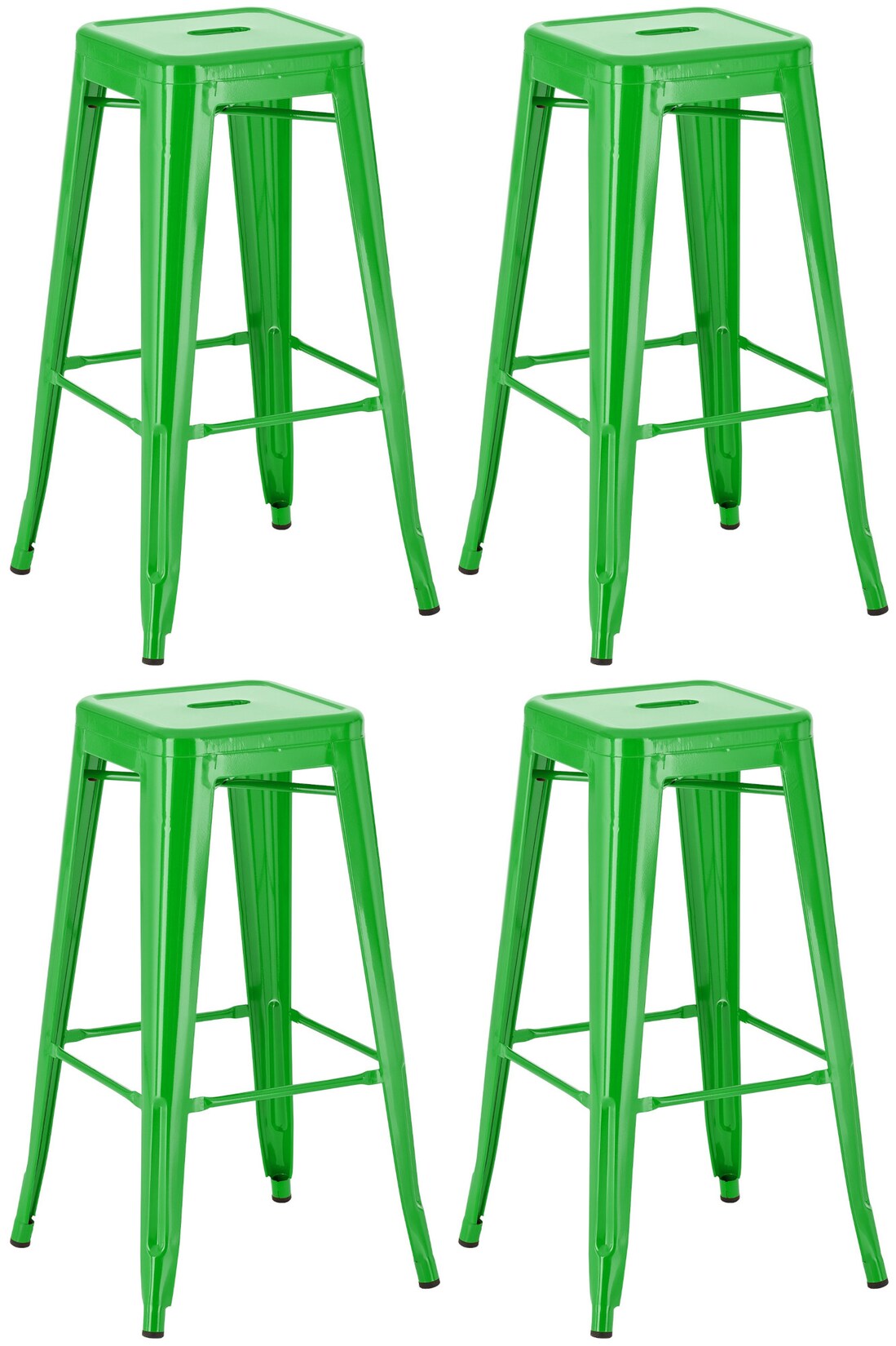 CLP 4er Set Barhocker Joshua I Stapelbare Tresenhocker aus Metall I Barstühle mit Fußstützen I Sitzhöhe 76 cm I Stapelhocker