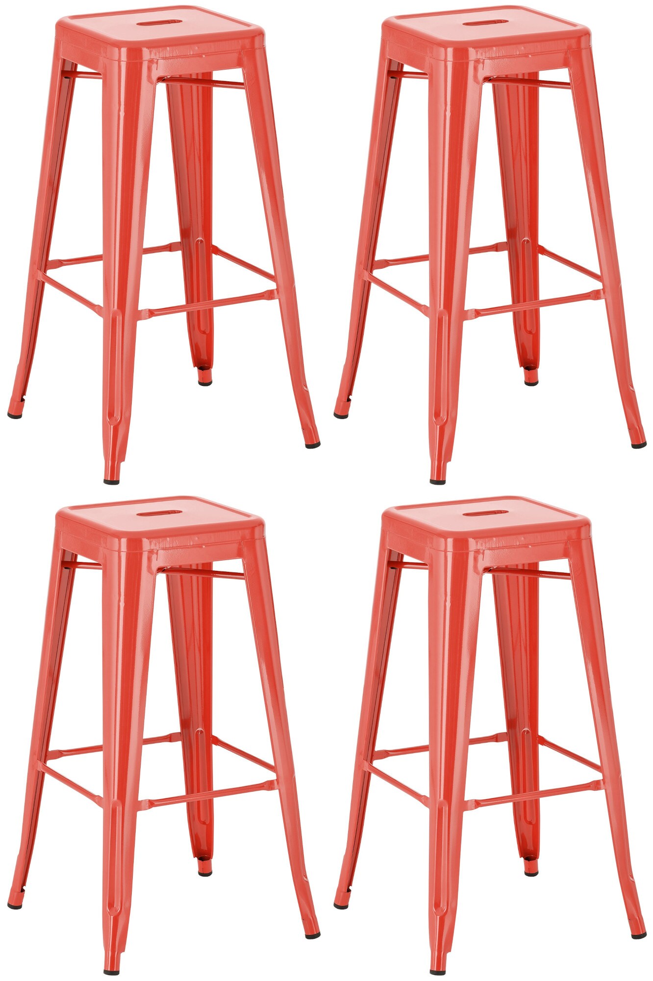 CLP 4er Set Barhocker Joshua I Stapelbare Tresenhocker aus Metall I Barst&uuml;hle mit Fu&szlig;st&uuml;tzen I Sitzh&ouml;he 76 cm I Stapelhocker - Bild 1