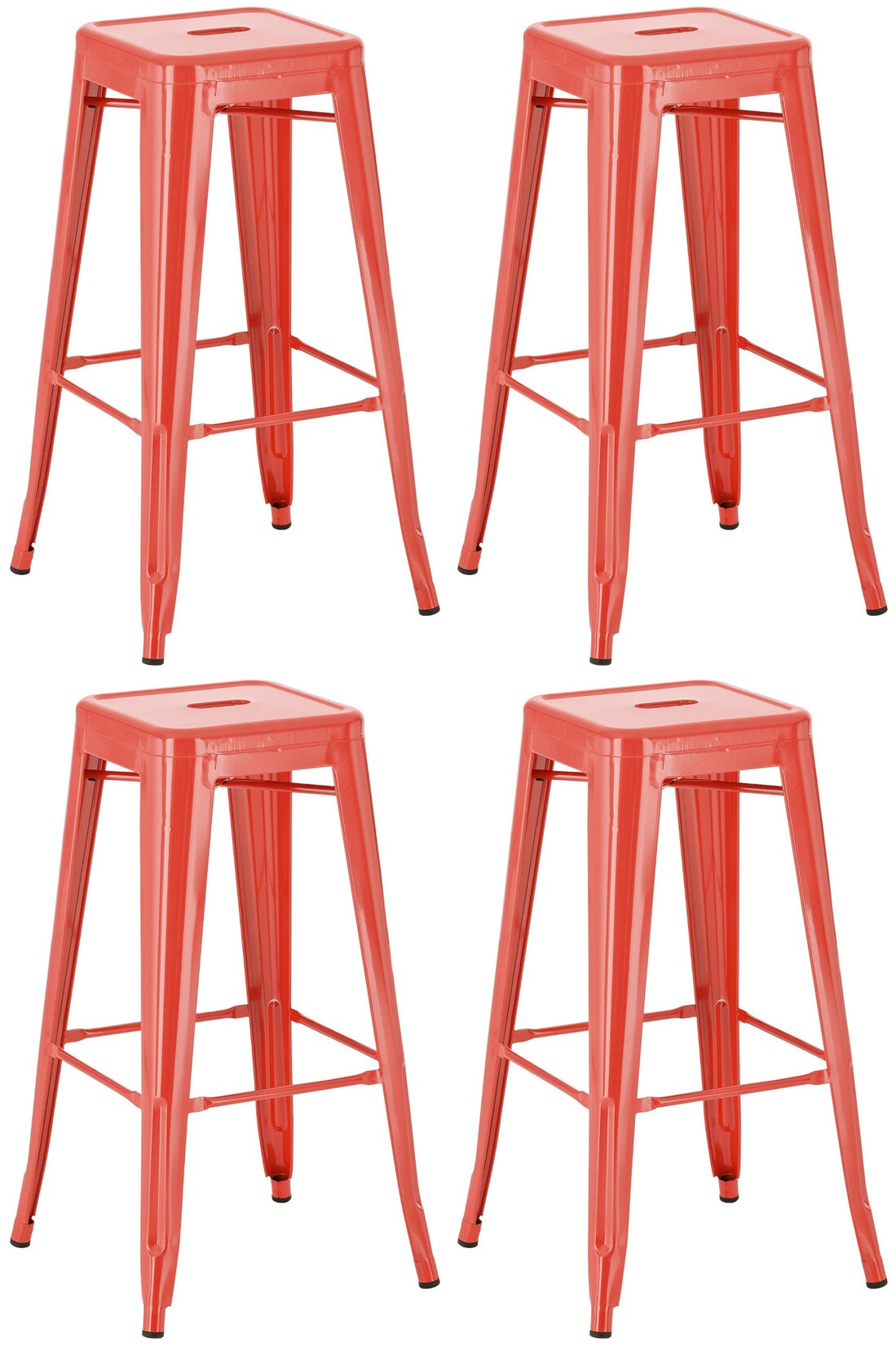 CLP 4er Set Barhocker Joshua I Stapelbare Tresenhocker aus Metall I Barstühle mit Fußstützen I Sitzhöhe 76 cm I Stapelhocker