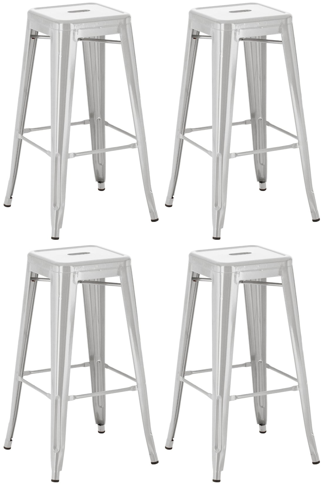 CLP 4er Set Barhocker Joshua I Stapelbare Tresenhocker aus Metall I Barstühle mit Fußstützen I Sitzhöhe 76 cm I Stapelhocker