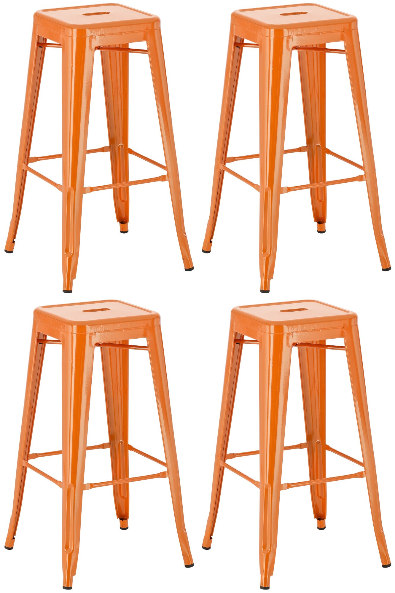 CLP 4er Set Barhocker Joshua I Stapelbare Tresenhocker aus Metall I Barst&uuml;hle mit Fu&szlig;st&uuml;tzen I Sitzh&ouml;he 76 cm I Stapelhocker - Bild 1