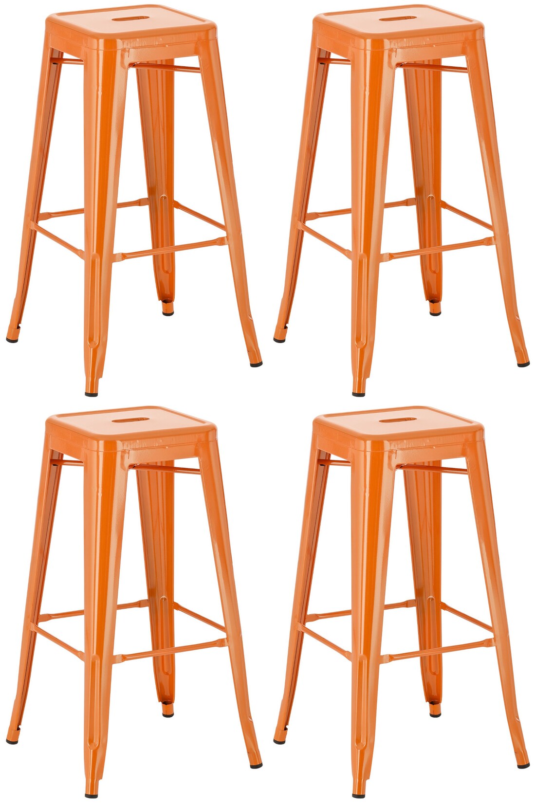 CLP 4er Set Barhocker Joshua I Stapelbare Tresenhocker aus Metall I Barstühle mit Fußstützen I Sitzhöhe 76 cm I Stapelhocker | 04251756405397