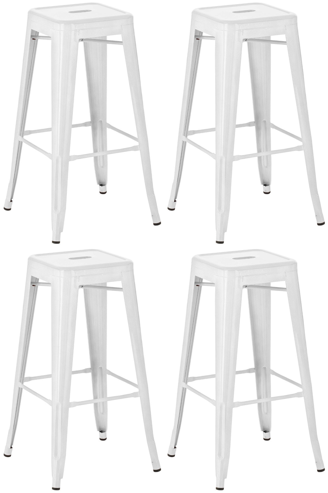 CLP 4er Set Barhocker Joshua I Stapelbare Tresenhocker aus Metall I Barst&uuml;hle mit Fu&szlig;st&uuml;tzen I Sitzh&ouml;he 76 cm I Stapelhocker - Bild 1