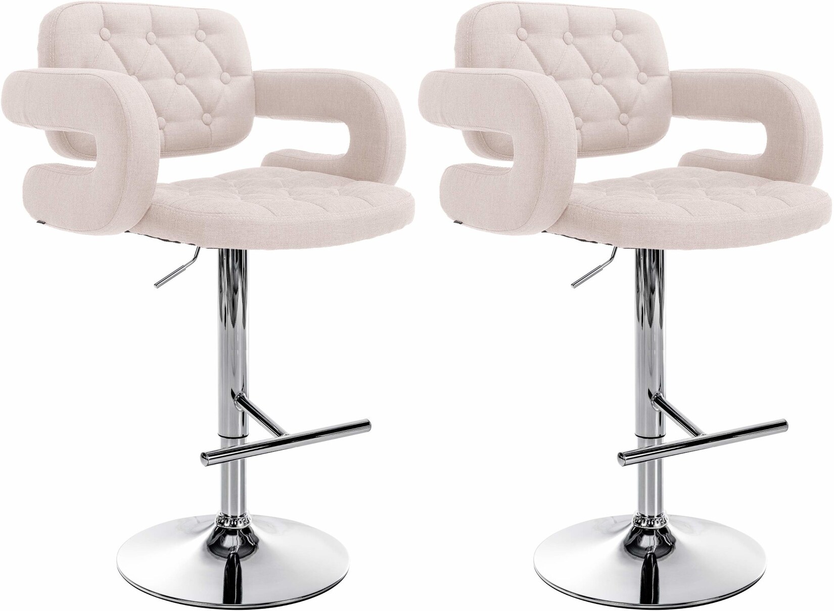 CLP 2er Set Barhocker Dublin Mit Stoff-Bezug I Höhenverstellbar