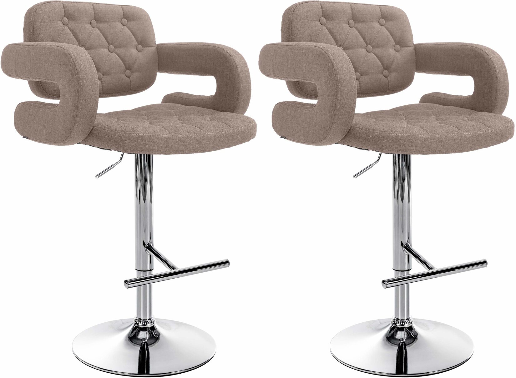 CLP 2er Set Barhocker Dublin Mit Stoff-Bezug I Höhenverstellbar