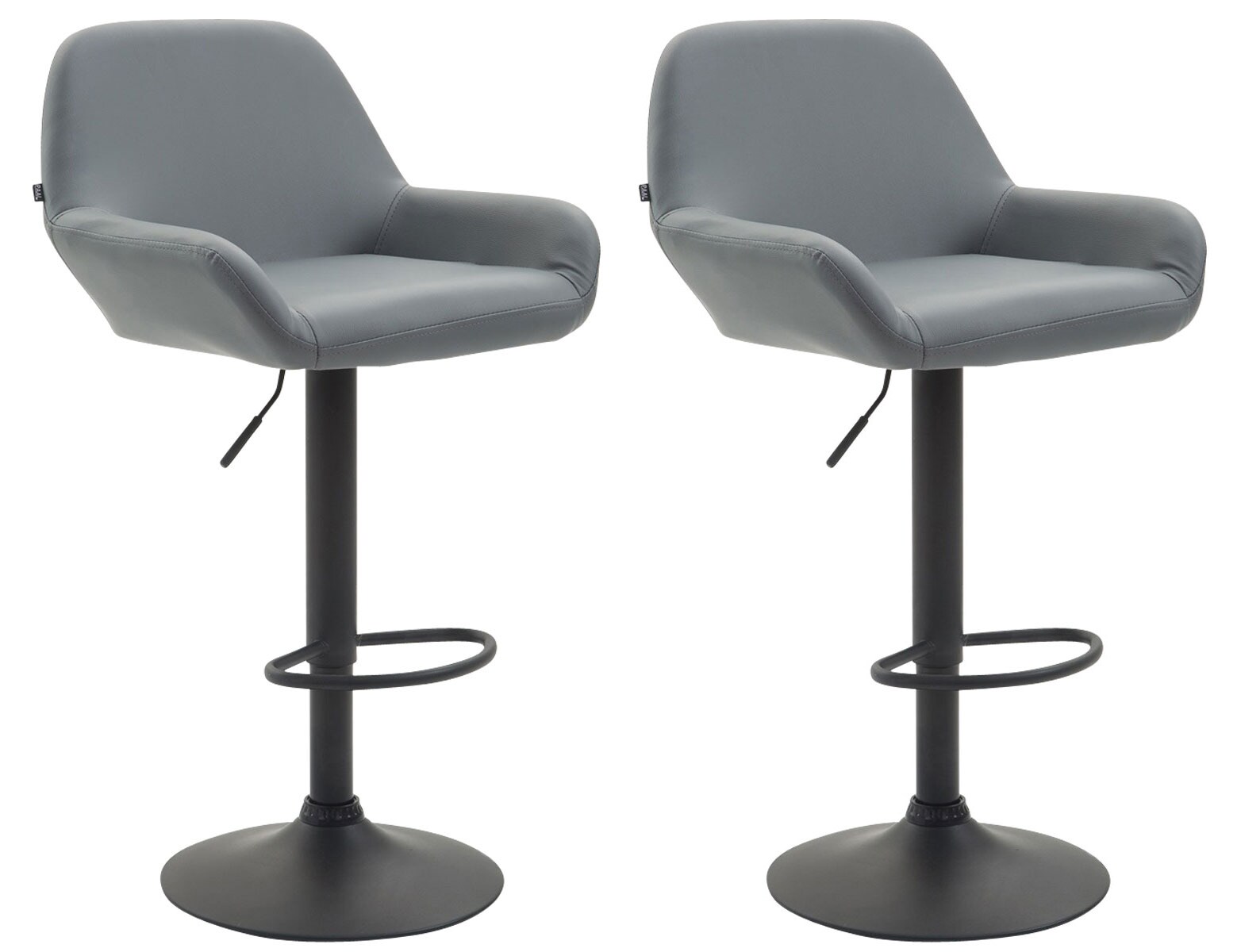 CLP 2er Set Barhocker Braga Kunstleder schwarz Farbe: grau, Gestell Farbe: schwarz