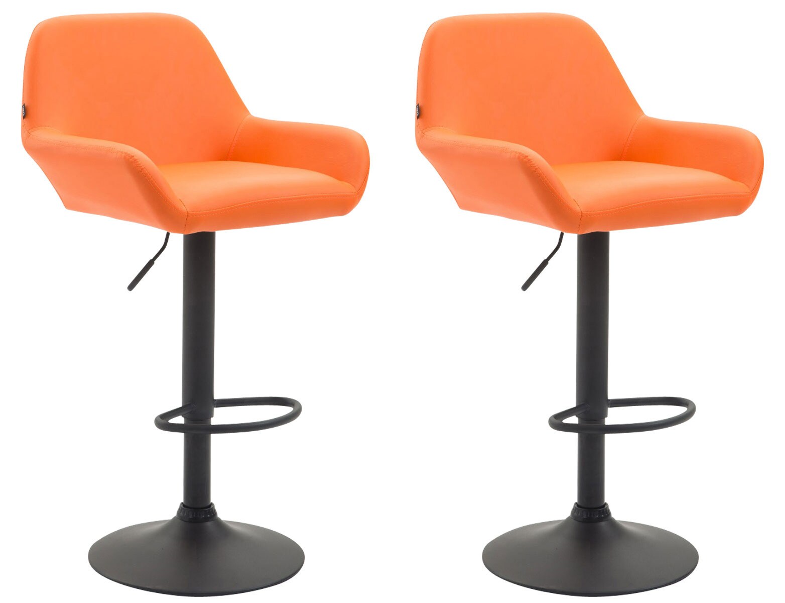 CLP 2er Set Barhocker Braga Kunstleder schwarz Farbe: orange, Gestell Farbe: schwarz