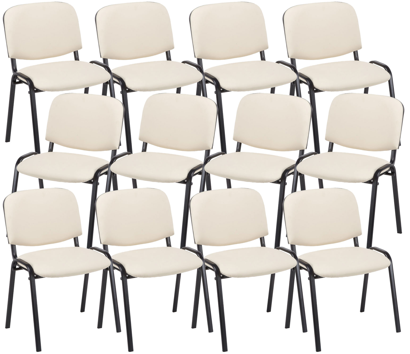 CLP 12er Set Besucherstuhl Ken Kunstleder I Stapelstuhl Mit Robustem Metallgestell I Polsterstuhl Mit R&uuml;ckenlehne - Bild 1