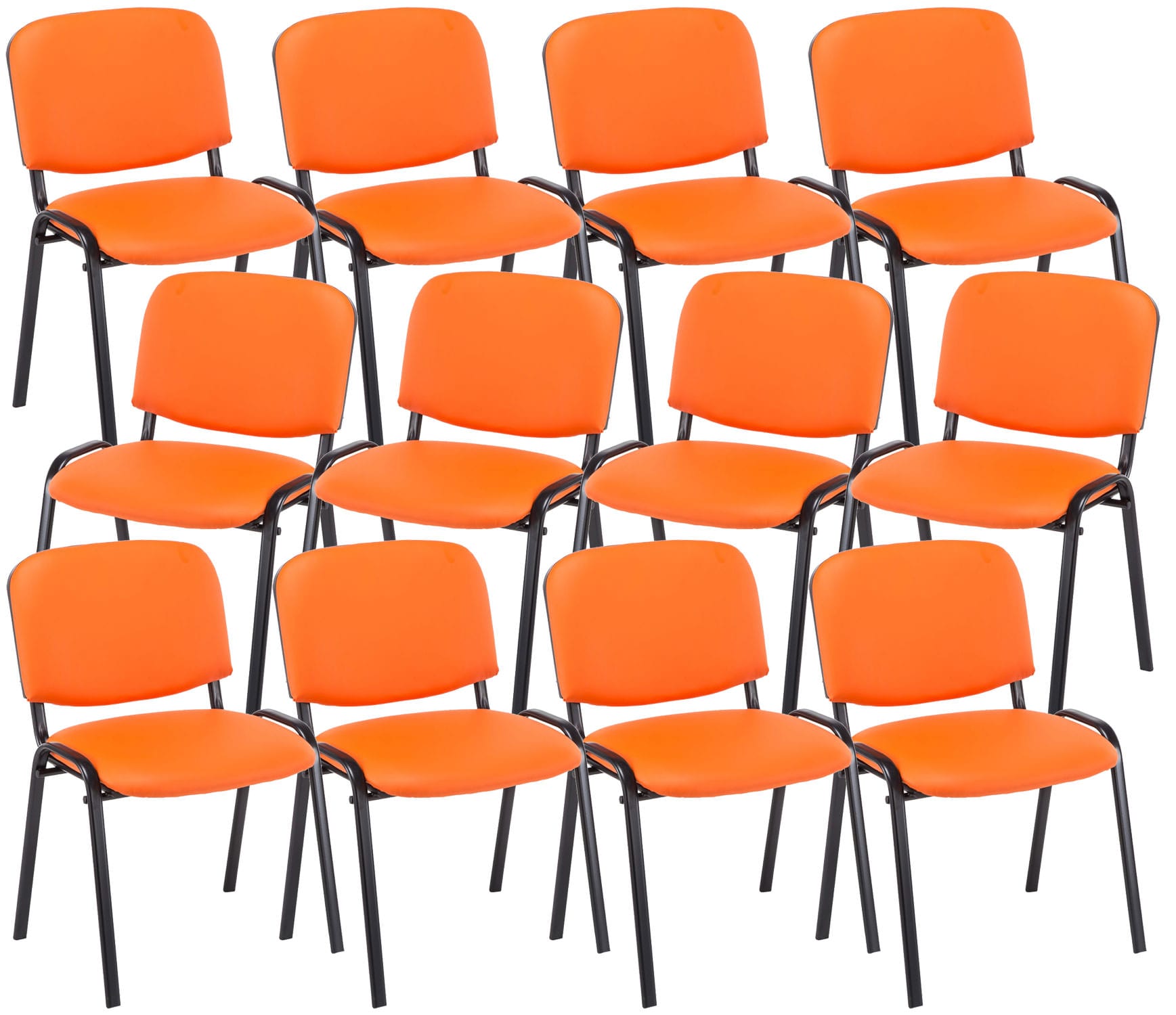 CLP 12er Set Besucherstuhl Ken Kunstleder I Stapelstuhl Mit Robustem Metallgestell I Polsterstuhl Mit R&uuml;ckenlehne - Bild 1