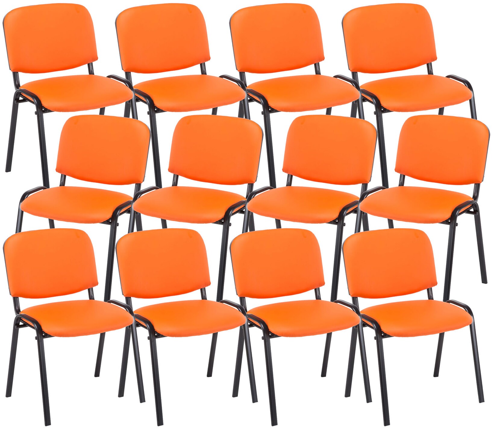 CLP 12er Set Besucherstuhl Ken Kunstleder I Stapelstuhl Mit Robustem Metallgestell I Polsterstuhl Mit Rückenlehne | 04251756402846