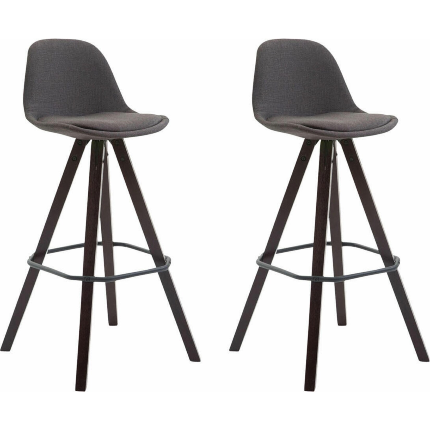 CLP 2er Set Barhocker Franklin Mit Stoffbezug I 2x Barstuhl Mit Eckigem Holzgestell Und Fu&szlig;st&uuml;tze - Bild 1