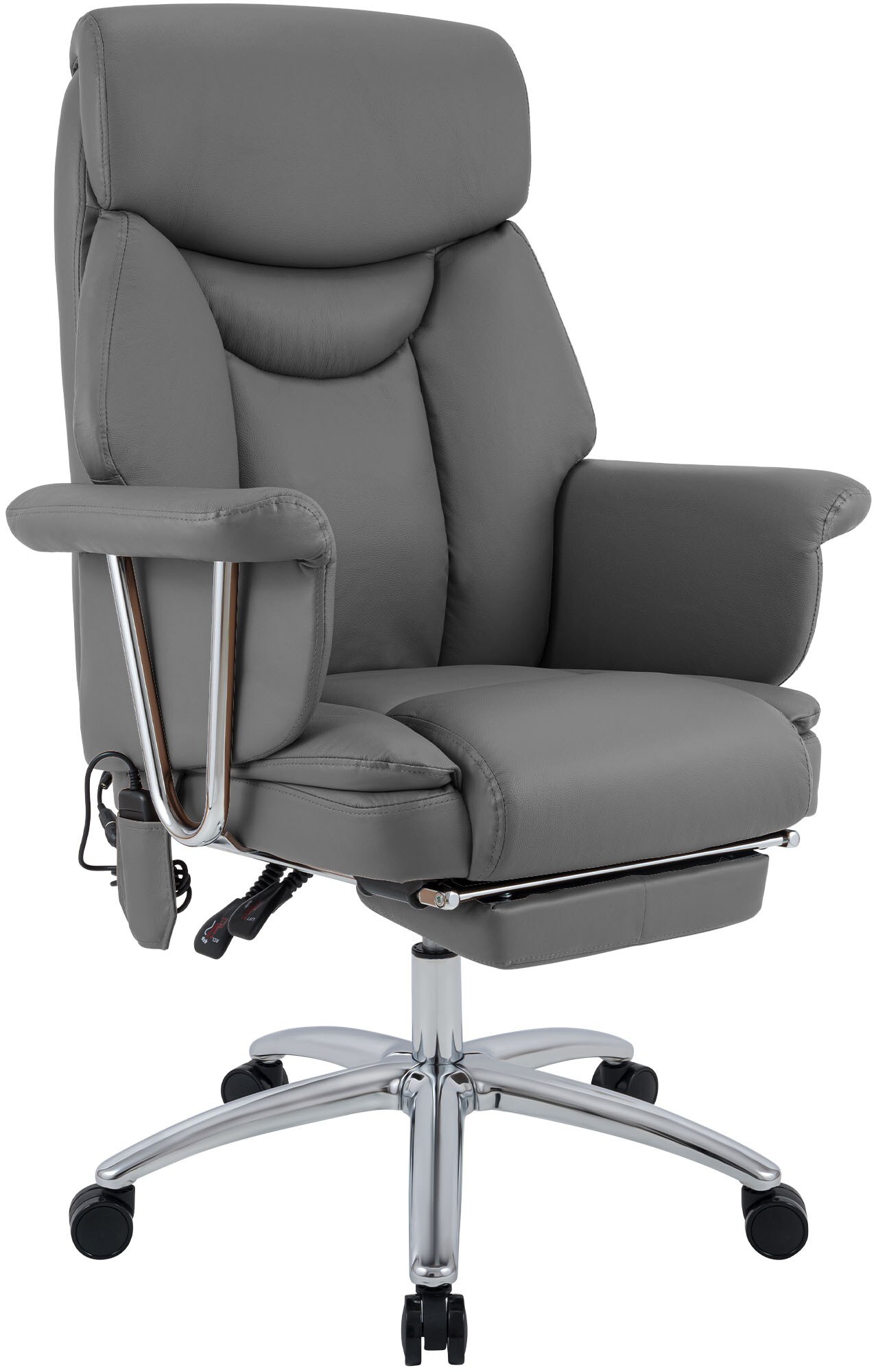 CLP B&uuml;rostuhl ergonomisch mit Massagefunktion Dahra, h&ouml;henverstellbarer Schreibtischstuhl mit Fu&szlig;ablage, Echtleder Akzente, belastbar bis 135 kg - Bild 1