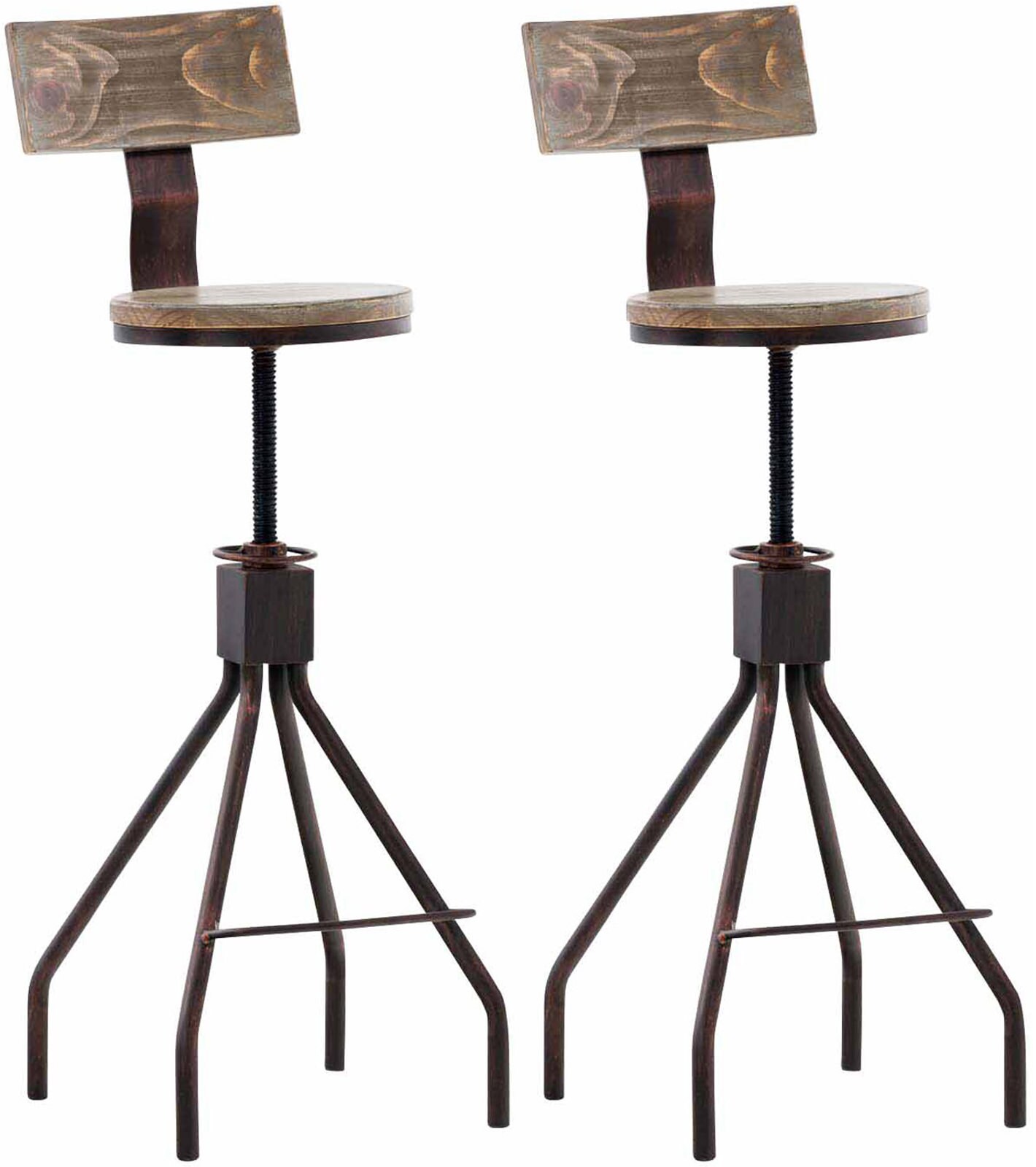 CLP 2er Set Barhocker Durango I Drehbar Und H&ouml;henverstellbarer Thekenhocker Mit R&uuml;ckenlehne I Metallhocker Mit Fu&szlig;st&uuml;tze - Bild 1