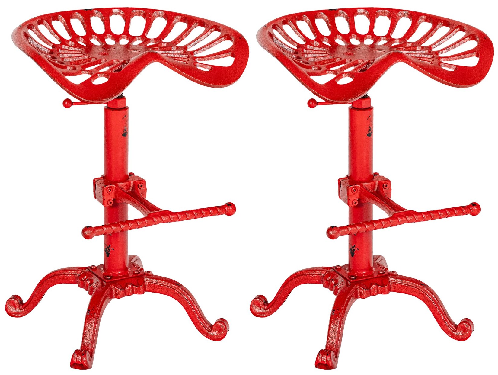 CLP 2er Set Barhocker Butch mit Gusseisernem Sitz und Fußstütze I Thekenhocker mit Metallgestell Und höhenverstellbarem Sitz | 04251756419448