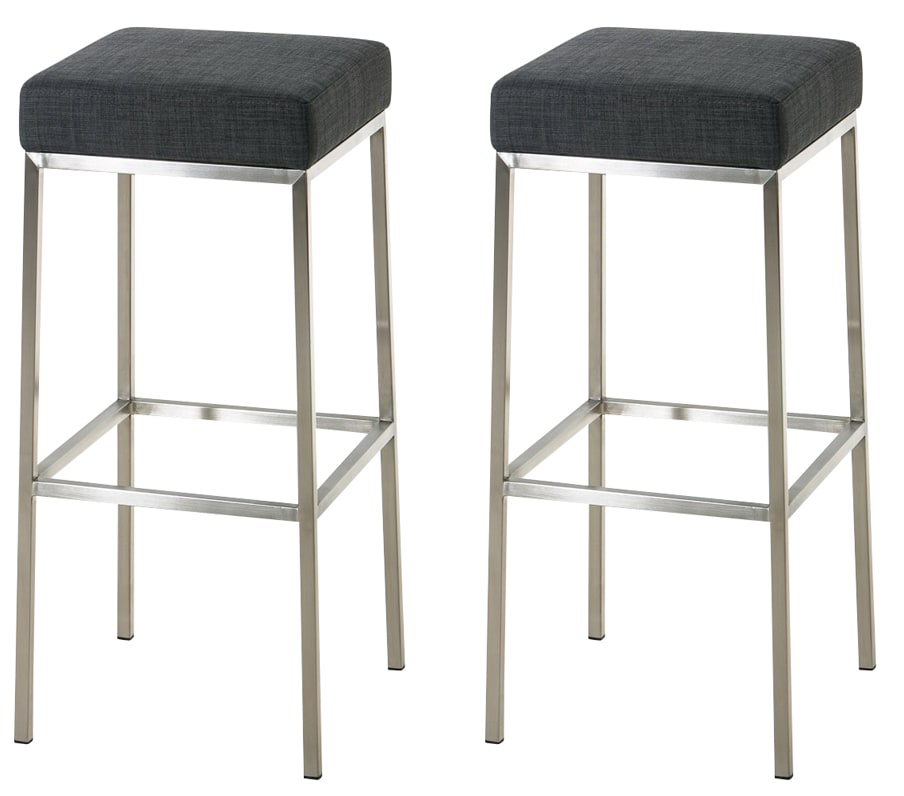 CLP 2er Set Barhocker Montreal 85 Stoff edelstahl - Farbe: dunkelgrau, Gestellfarbe: edelstahl - Bild 1