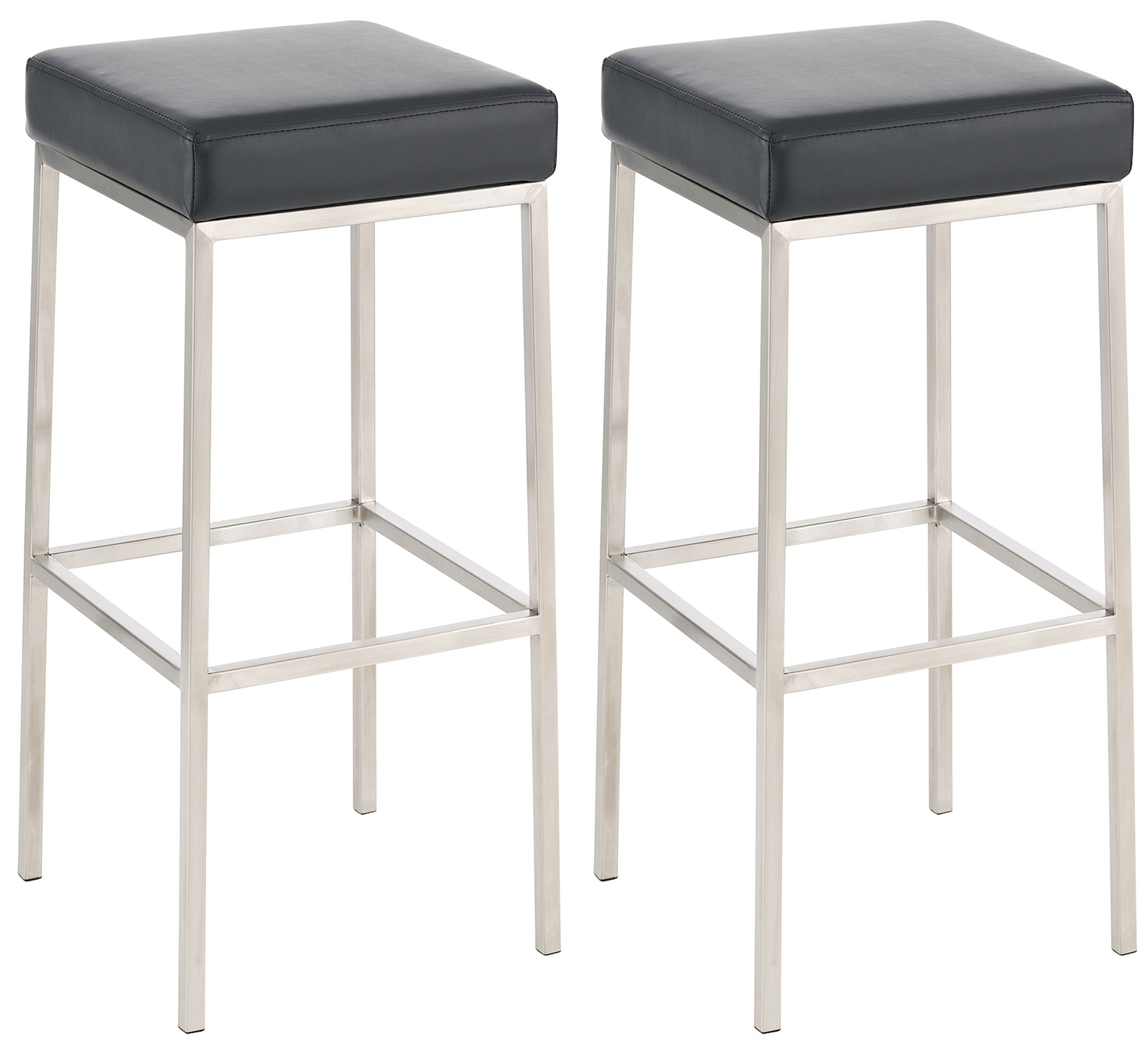 CLP 2er Set Barhocker Montreal 85 Kunstleder edelstahl Farbe: schwarz, Gestell Farbe: edelstahl