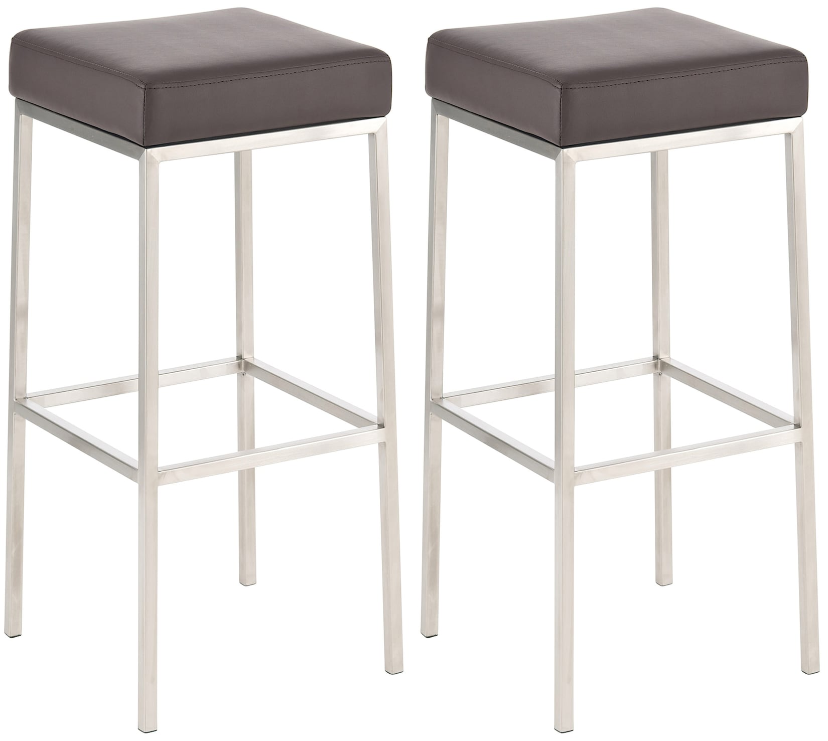 CLP 2er Set Barhocker Montreal 85 Kunstleder edelstahl Farbe: braun, Gestell Farbe: edelstahl