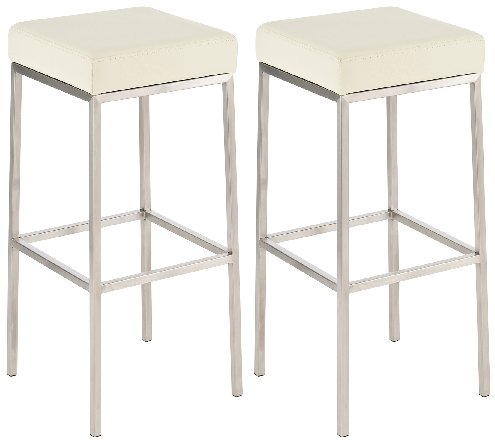 CLP 2er Set Barhocker Montreal I Gepolsterte Barstühle mit Kunstlederbezügen I Tresenhocker mit Metallgestellen