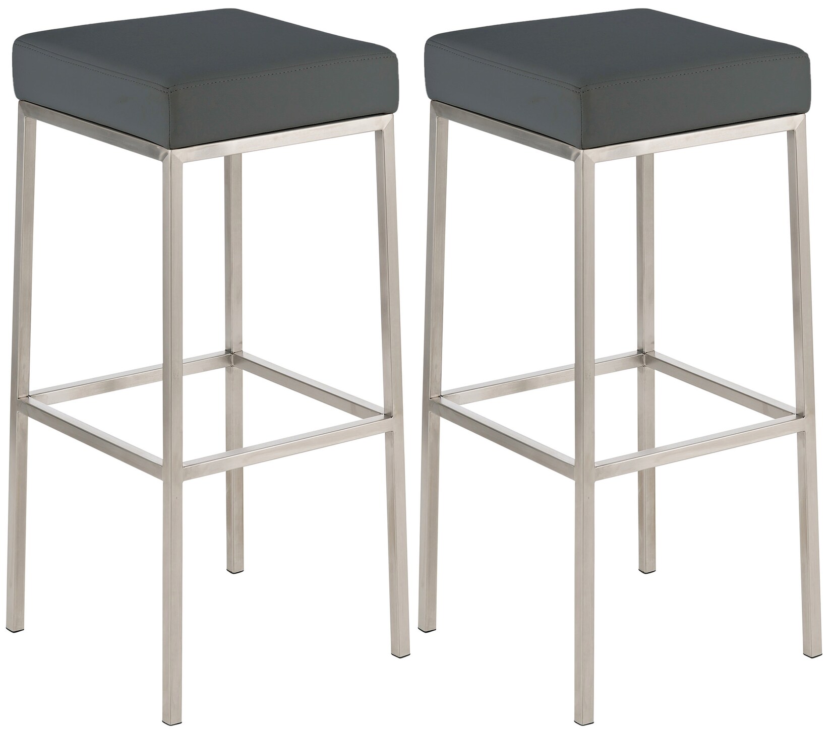 CLP 2er Set Barhocker Montreal I Gepolsterte Barstühle mit Kunstlederbezügen I Tresenhocker mit Metallgestellen