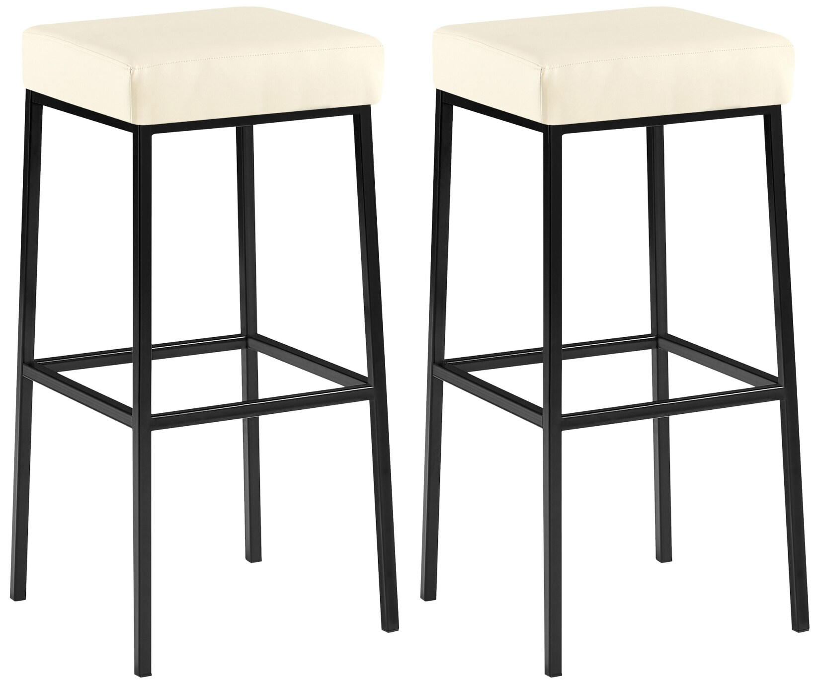 CLP 2er Set Barhocker Montreal 85 Kunstleder schwarz Farbe: creme, Gestell Farbe: schwarz