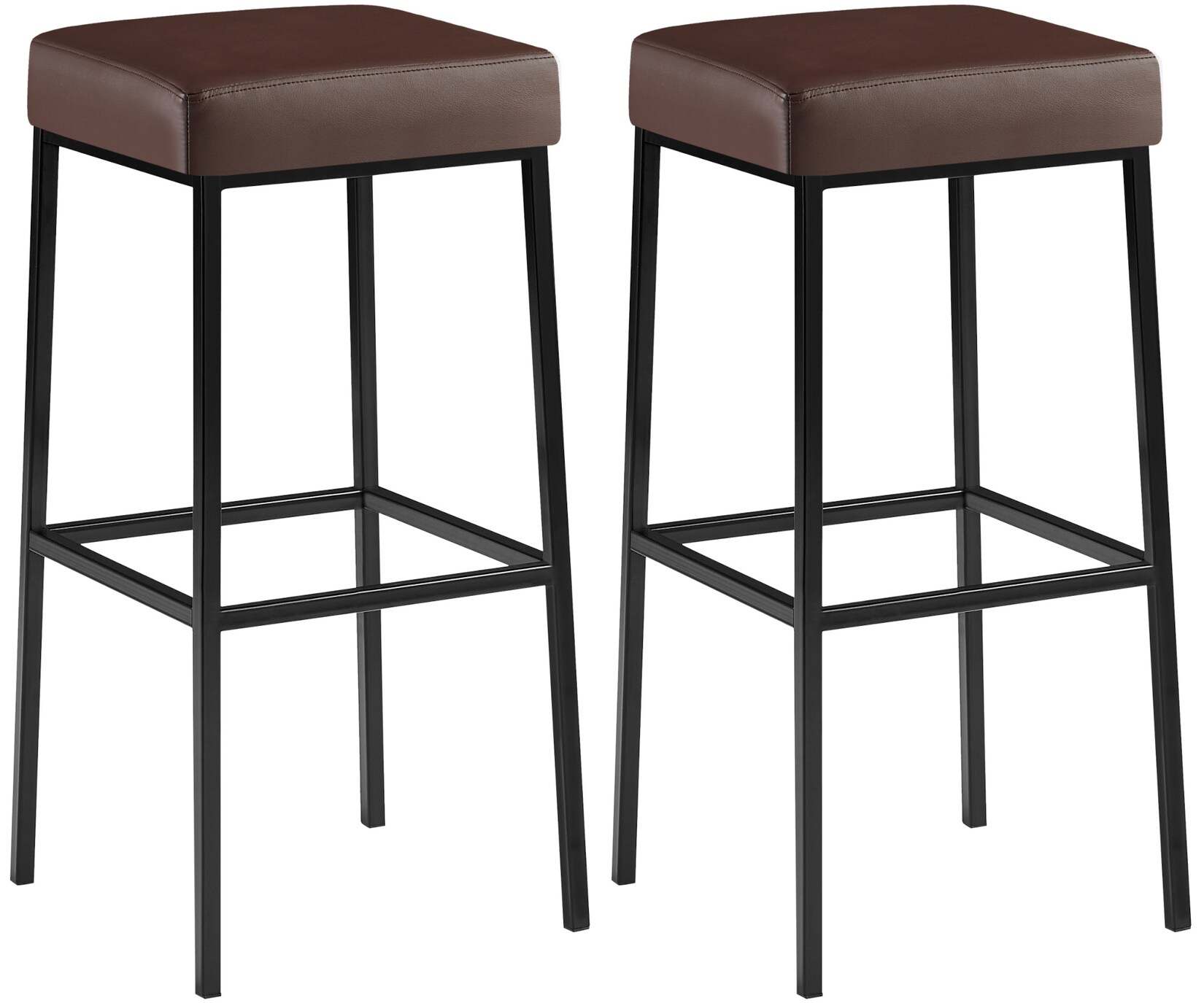 CLP 2er Set Barhocker Montreal 85 Kunstleder schwarz Farbe: braun, Gestell Farbe: schwarz
