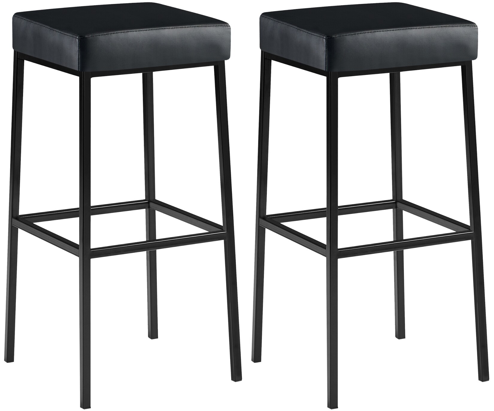 CLP 2er Set Barhocker Montreal 85 Kunstleder schwarz Farbe: schwarz, Gestell Farbe: schwarz