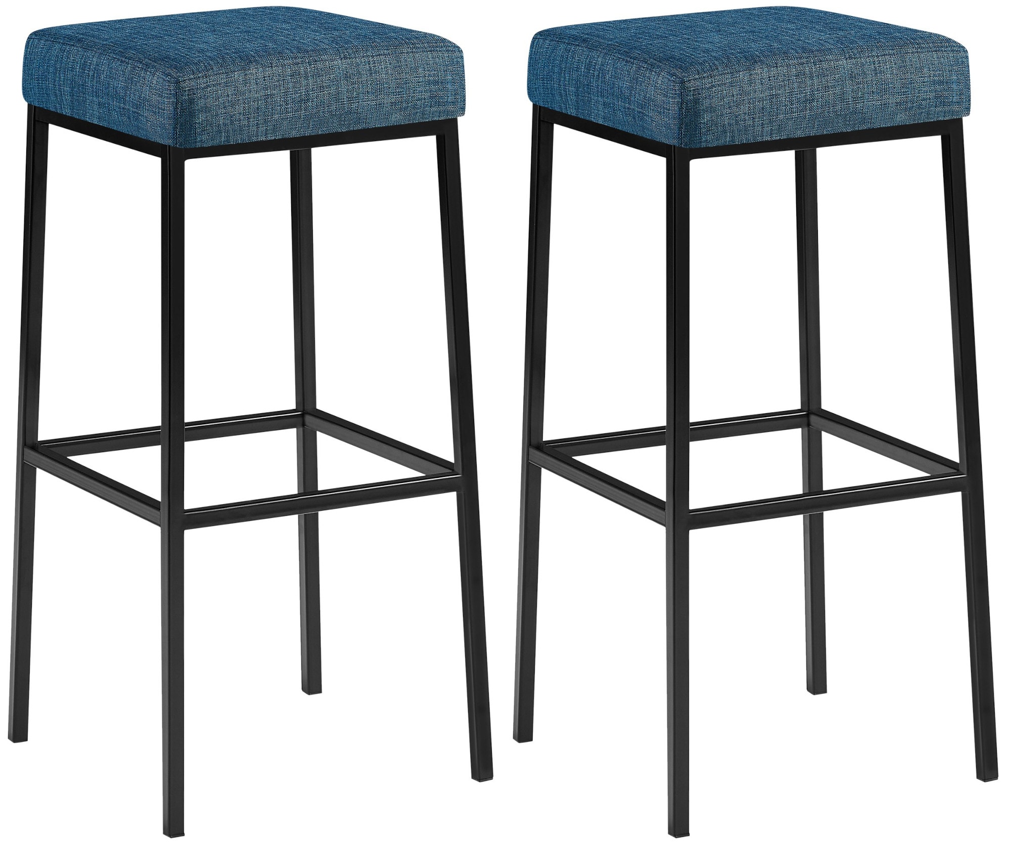 CLP 2er Set Barhocker Montreal 80 Stoff schwarz Farbe:blau;Gestell Farbe:schwarz - Bild 1