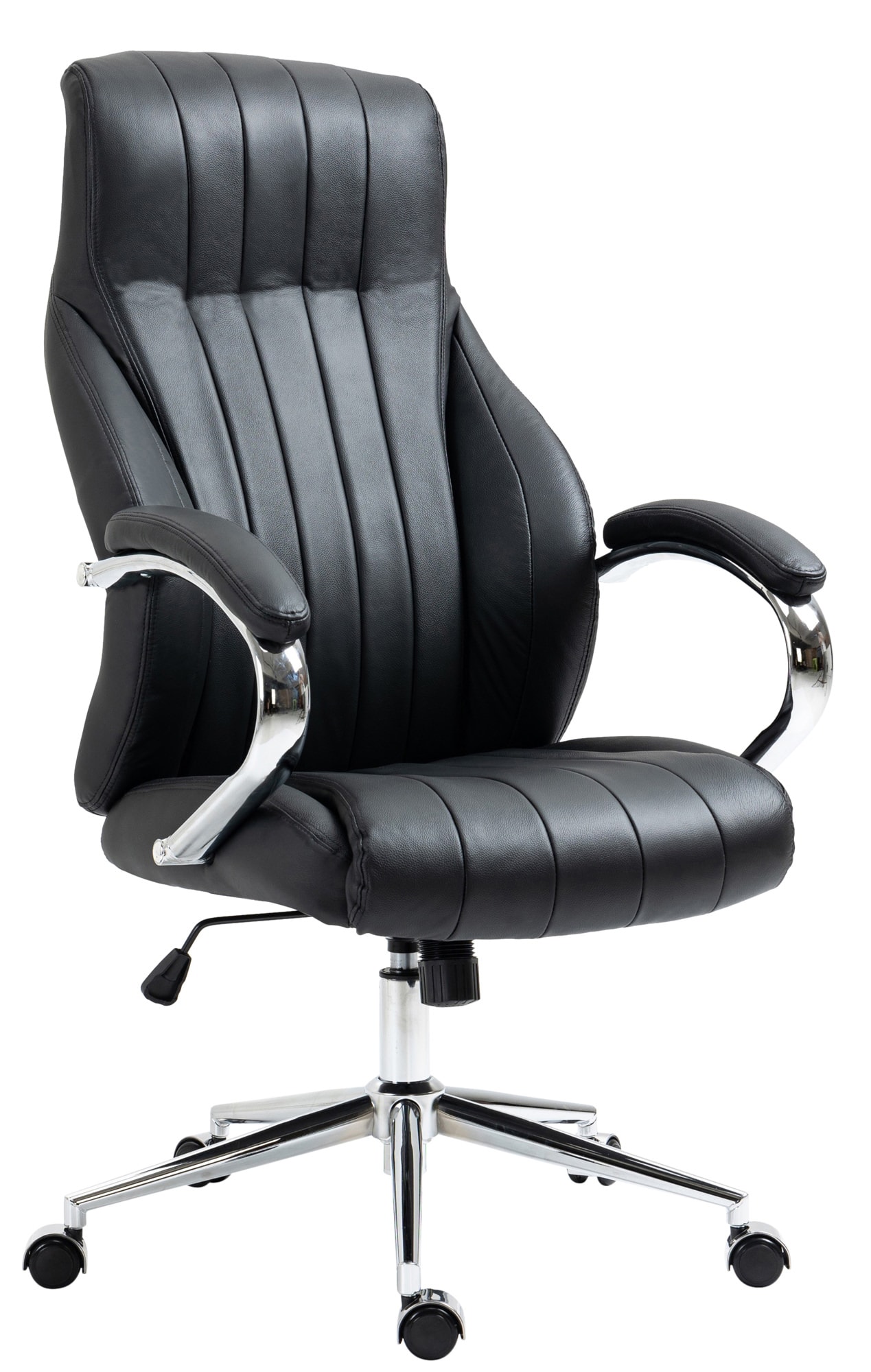 CLP B&uuml;rostuhl Wigan Echtleder I Schreibtischsessel Mit Wippfunktion Und Stufenloser H&ouml;henverstellung I Chefsessel Mit Leichtlaufrollen - Bild 1