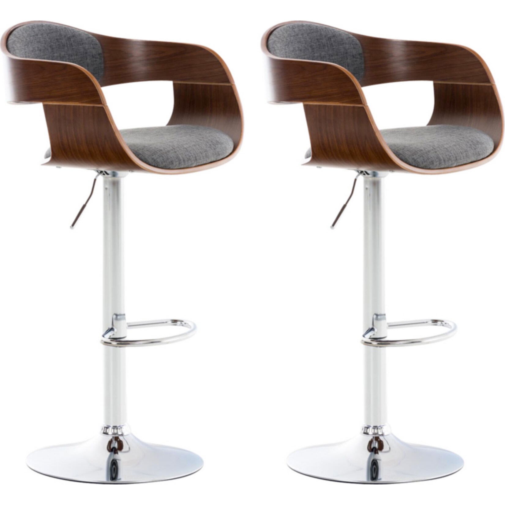 CLP 2er Set Barhocker Kingston Mit Stoffbezug Und Hochwertiger Polsterung I H&ouml;henverstellbare Barst&uuml;hle Mit Drehbaren Sitzen - Bild 1