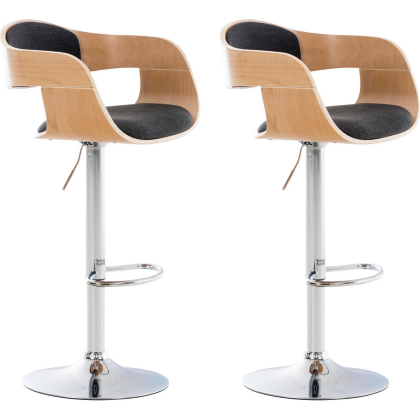 CLP 2er Set Barhocker Kingston Mit Stoffbezug Und Hochwertiger Polsterung I H&ouml;henverstellbare Barst&uuml;hle Mit Drehbaren Sitzen - Bild 1