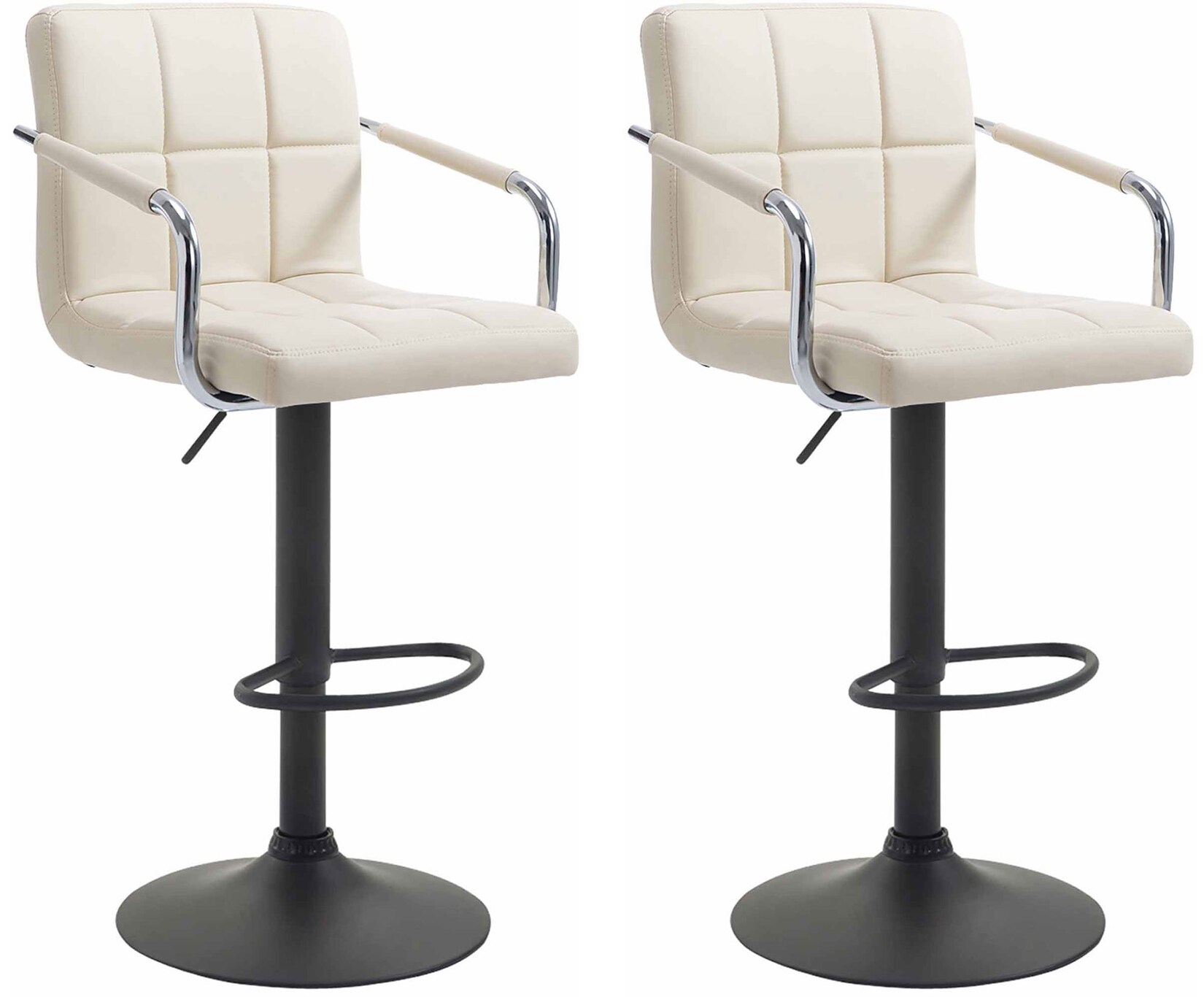 CLP 2er Set Barhocker Lucy V2 schwarz Farbe: creme, Gestell Farbe: schwarz