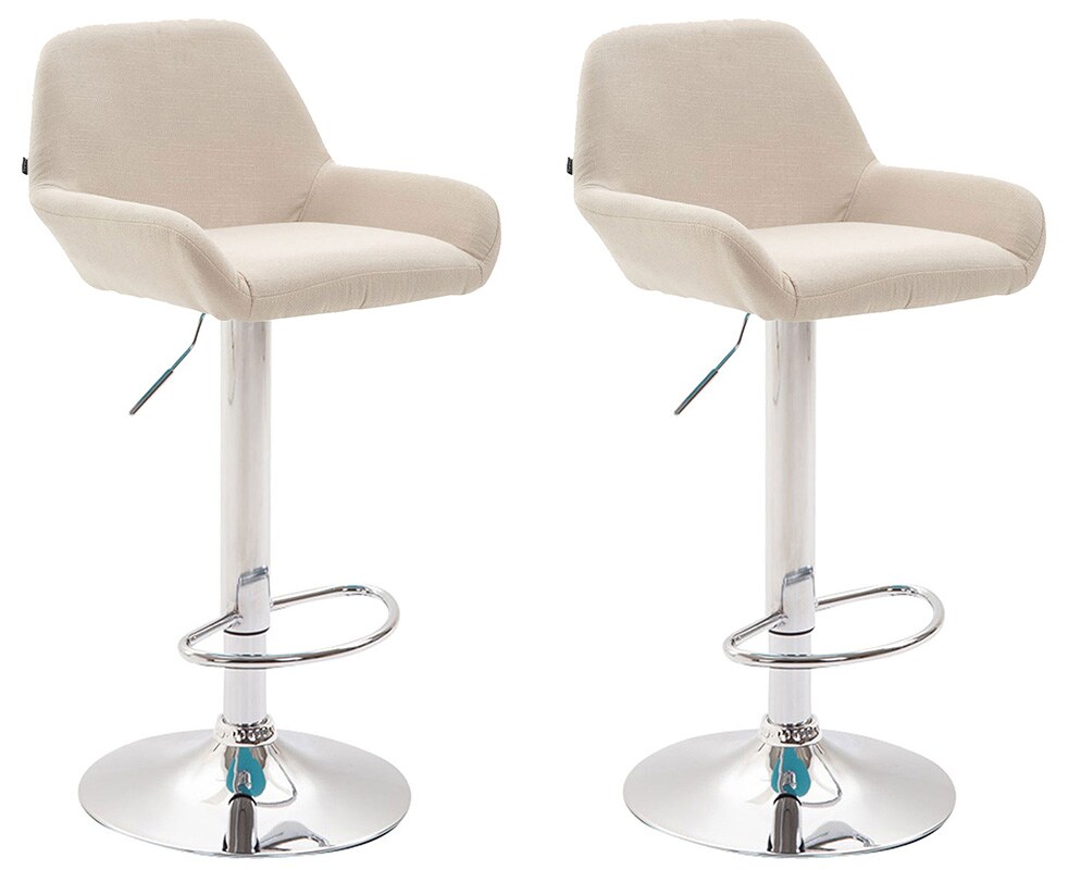 CLP 2er Set Barhocker Braga Mit Stoffbezug I 2 x Barstuhl Mit Lehne Und Fu&szlig;st&uuml;tze - Bild 1