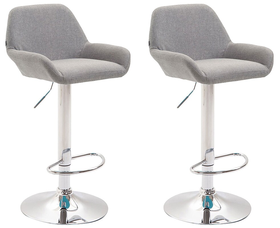 CLP 2er Set Barhocker höhenverstellbar Braga, mit Stoffbezug und Rückenlehne, Metallgestell mit Fußstütze, Thekenhocker