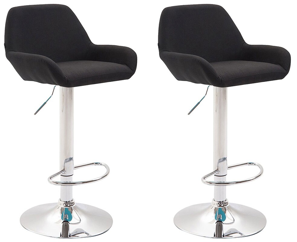 CLP 2er Set Barhocker Braga Mit Stoffbezug I 2 x Barstuhl Mit Lehne Und Fu&szlig;st&uuml;tze - Bild 1