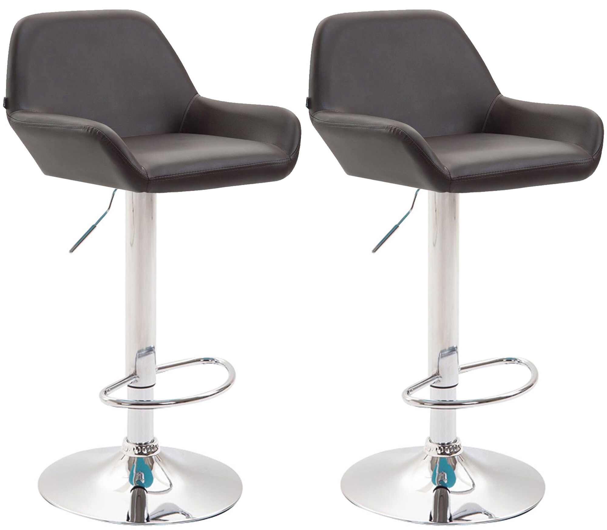 CLP 2er Set Barhocker Braga Kunstleder I H&ouml;henverstellbarer Barstuhl Mit Metallgestell I Thekenhocker Mit Integrierter Fu&szlig;st&uuml;tze - Bild 1