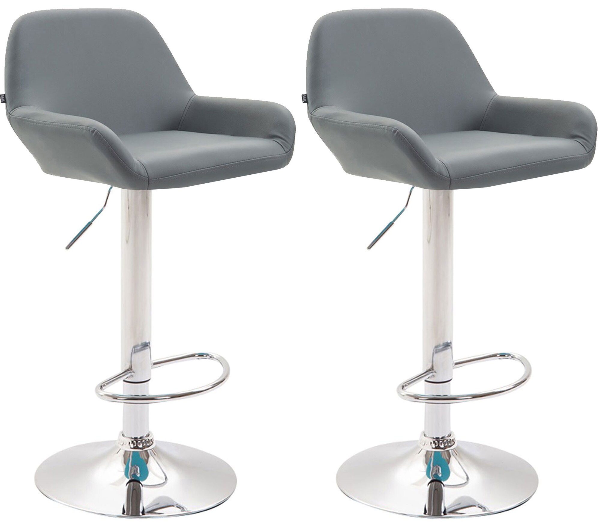 CLP 2er Set Barhocker Braga Kunstleder I H&ouml;henverstellbarer Barstuhl Mit Metallgestell I Thekenhocker Mit Integrierter Fu&szlig;st&uuml;tze - Bild 1