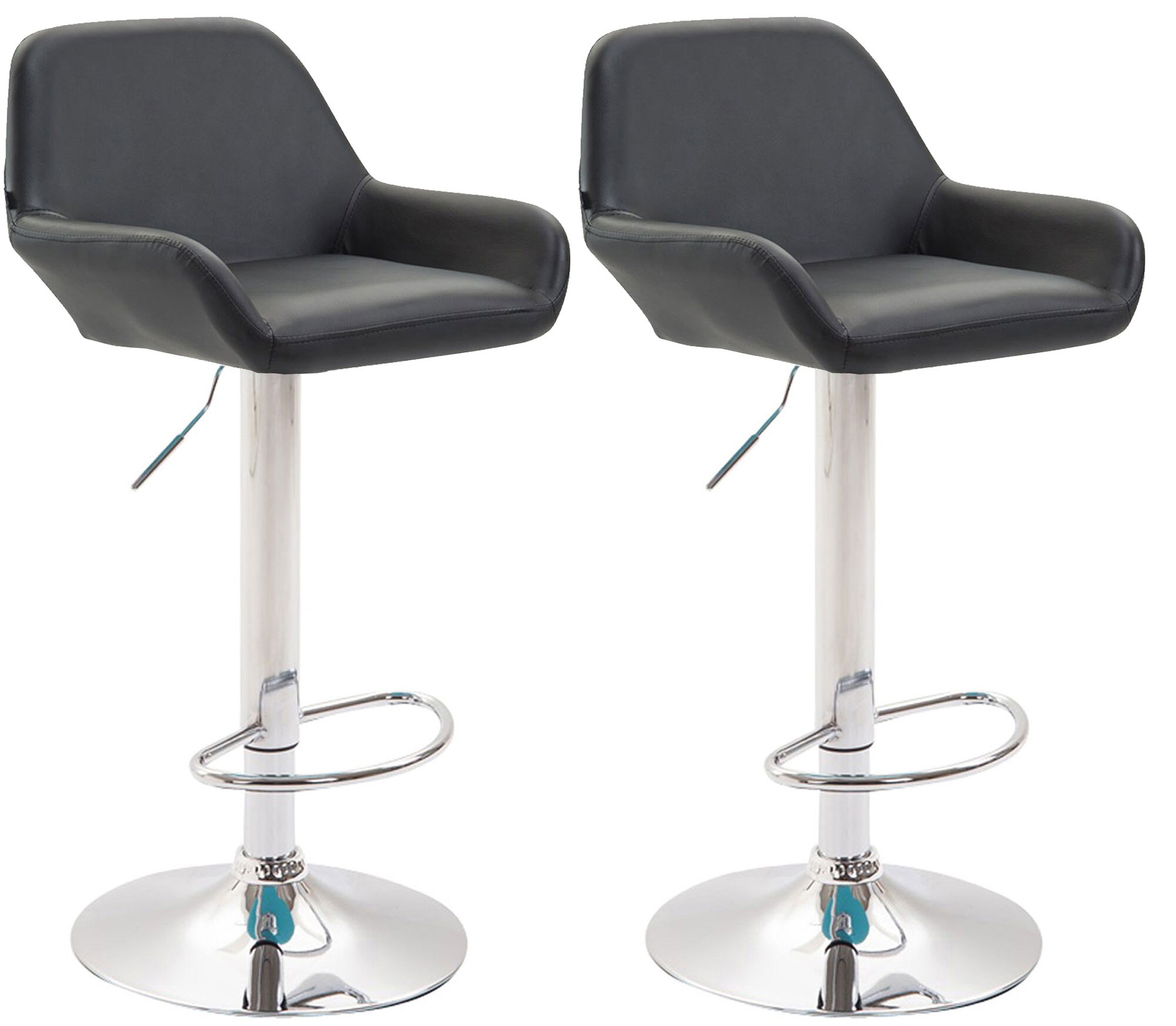 CLP 2er Set Barhocker Braga Kunstleder I H&ouml;henverstellbarer Barstuhl Mit Metallgestell I Thekenhocker Mit Integrierter Fu&szlig;st&uuml;tze - Bild 1