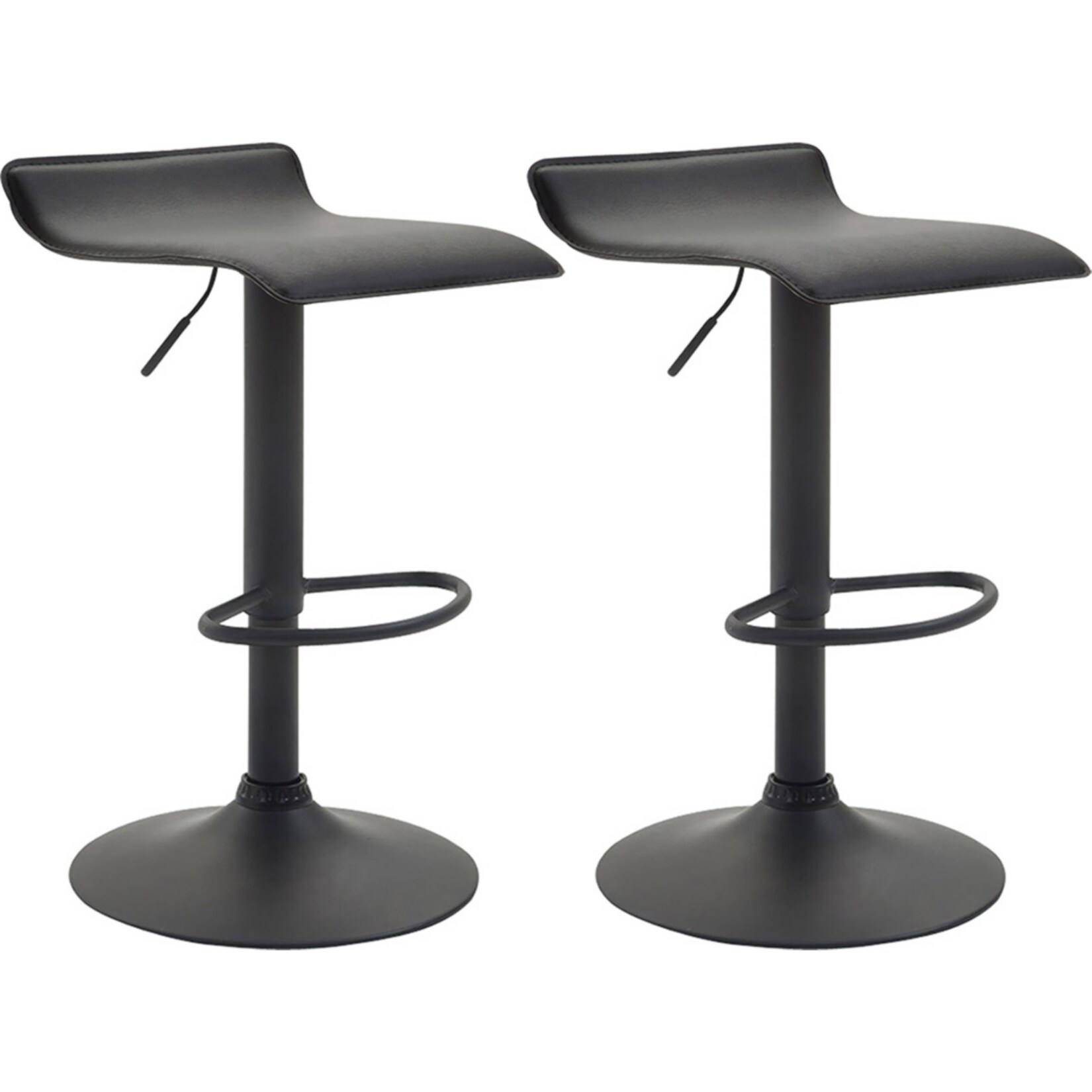 CLP 2er Set Barhocker Dyn V2 Mit Kunstlederbezug I Thekenhocker Mit Fu&szlig;st&uuml;tze I Tresenhocker Mit Trompetenfu&szlig; I Barstuhl H&ouml;henverstellbar - Bild 1