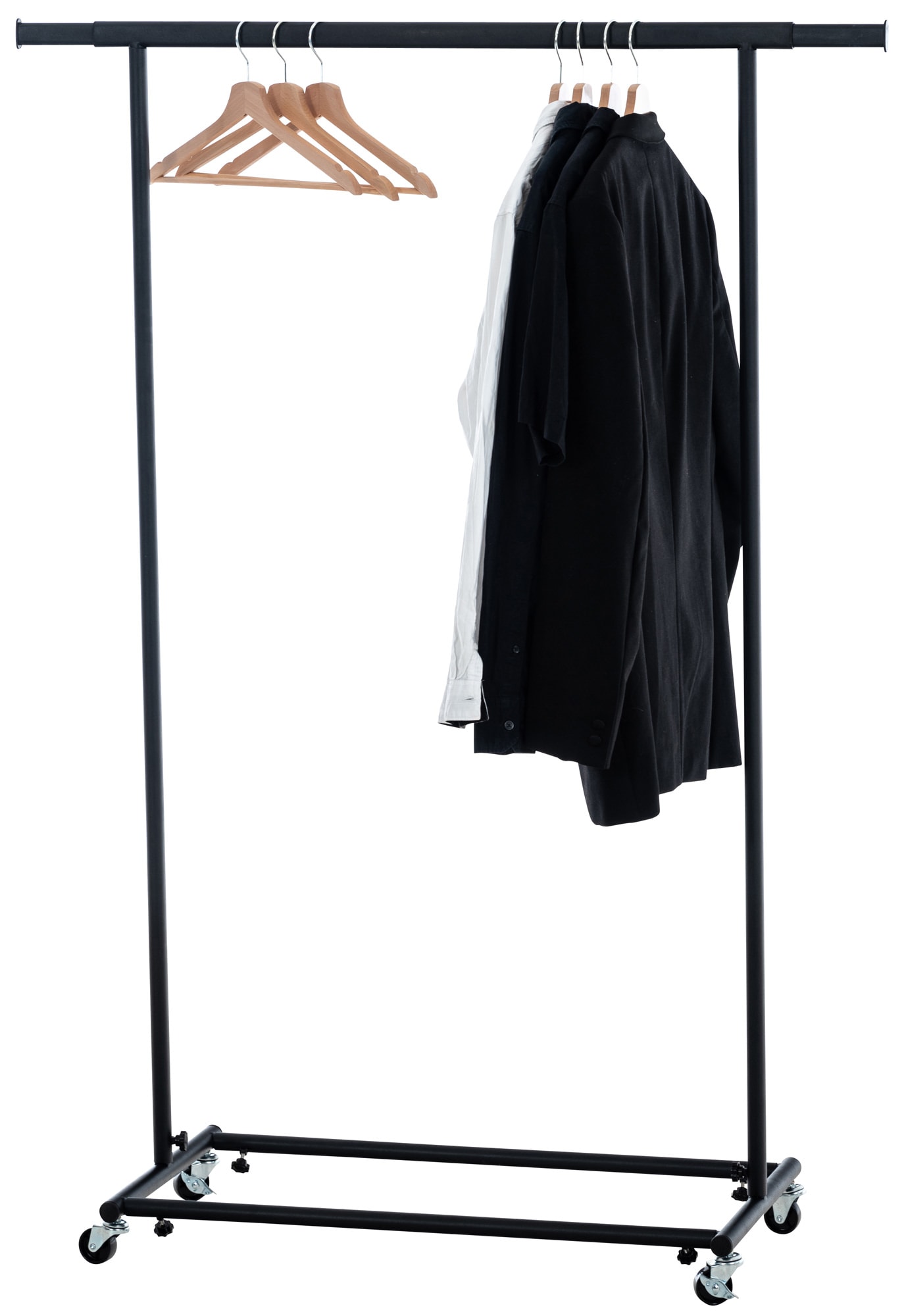 CLP Garderobenst&auml;nder Dewas Auf Rollen I Kleiderst&auml;nder Bis 90 kg Belastbar I Mit Ausziehbarer Kleiderstange - Bild 1
