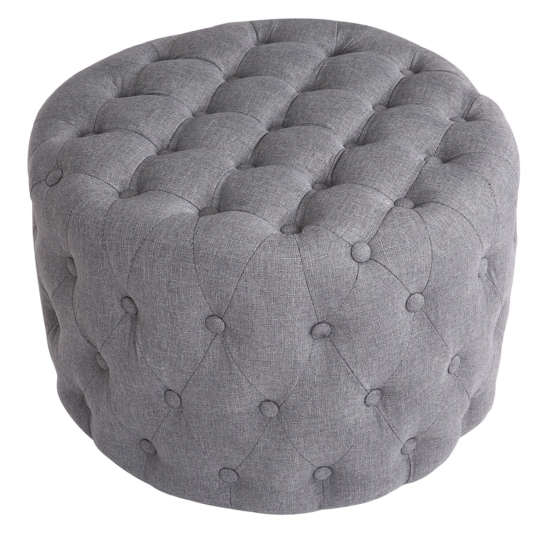 CLP Sitzhocker Medan Stoff I Polsterhocker Rund I Gesteppter Hocker Mit Zierkn&ouml;pfen I Gepolstert - Bild 1