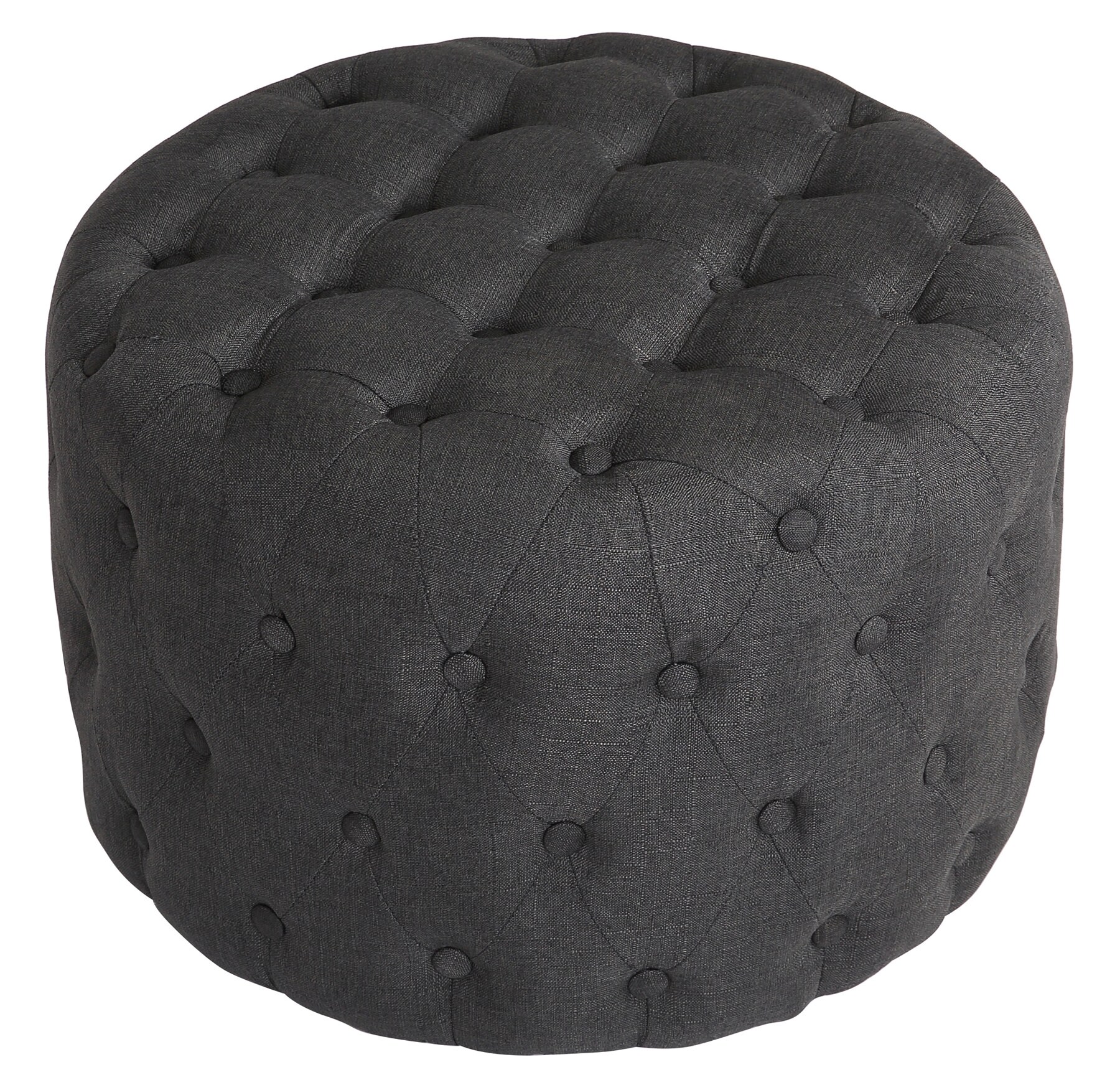 CLP Sitzhocker Medan Stoff I Polsterhocker Rund I Gesteppter Hocker Mit Zierkn&ouml;pfen I Gepolstert - Bild 1